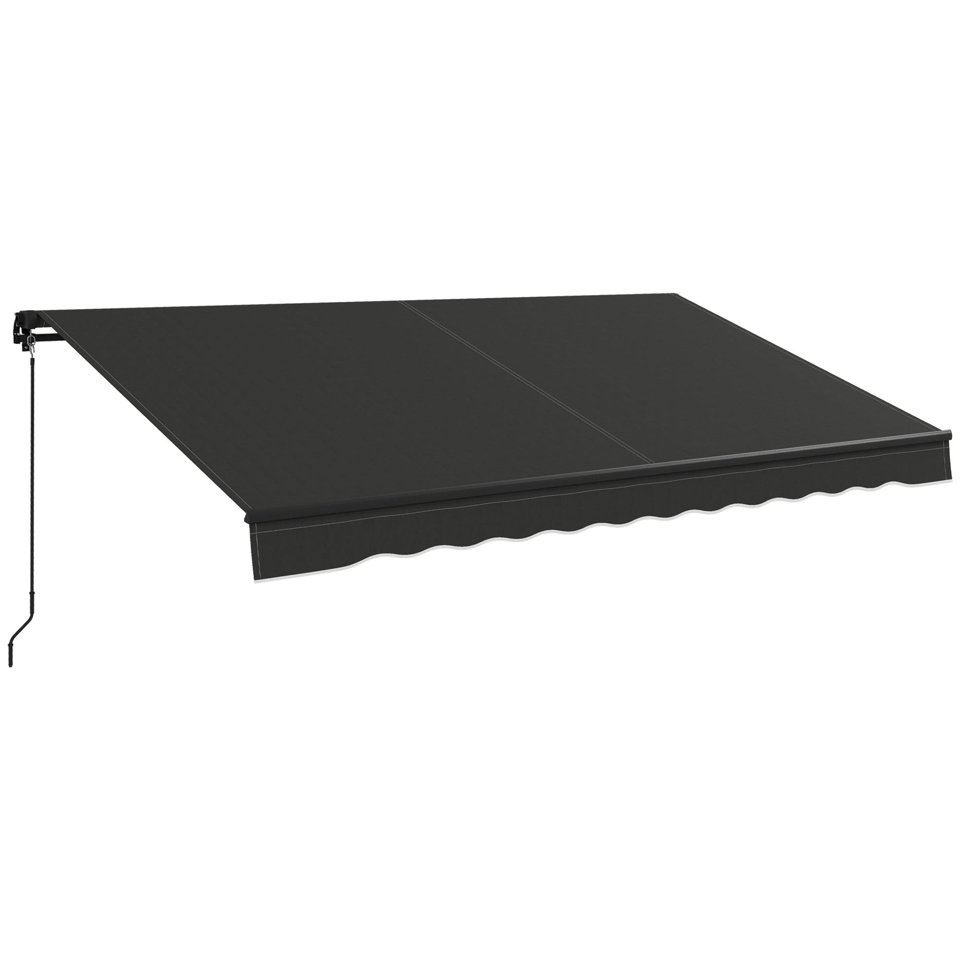  12' x 10' Retractable Awning, Patio Awning Sunshade Shelter with Manual Crank Handle, 280gsm UV Resistant Fabric and Aluminum Frame, for Balcony, Yard, Black