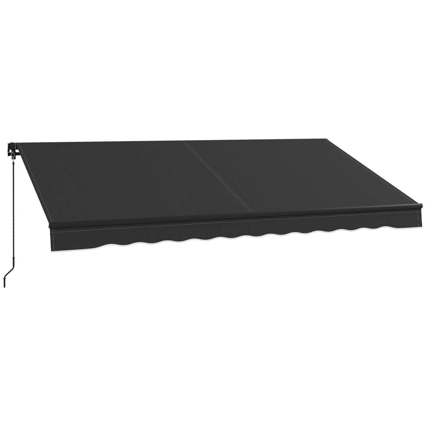 12' x 10' Retractable Awning, Patio Awning Sunshade Shelter with Manual Crank Handle, 280gsm UV Resistant Fabric and Aluminum Frame, for Balcony, Yard, Black
