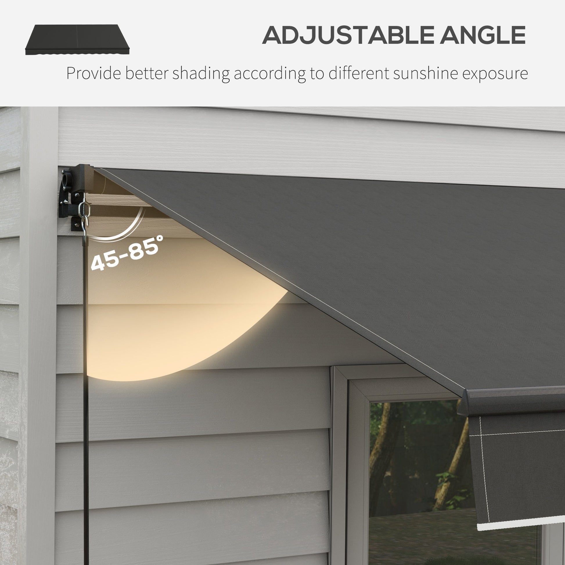  12' x 10' Retractable Awning, Patio Awning Sunshade Shelter with Manual Crank Handle, 280gsm UV Resistant Fabric and Aluminum Frame, for Balcony, Yard, Black
