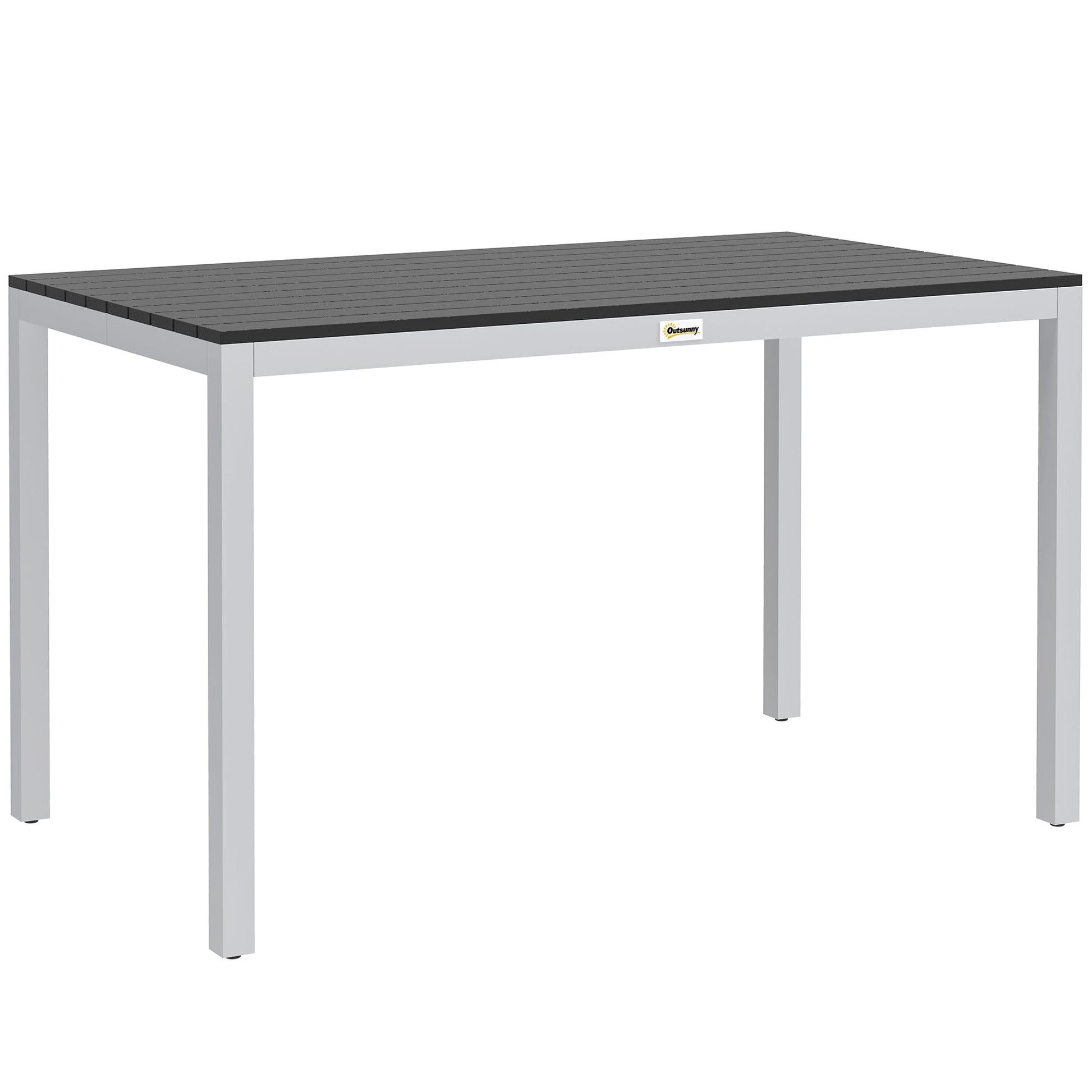 Outdoor Dining Table for 4-6, Patio Table with Easy Maintenance Slatted Top, Rust-Resistant Aluminium Frame, for Garden, Patio, Backyard, Balcony, 47" x 28", Black