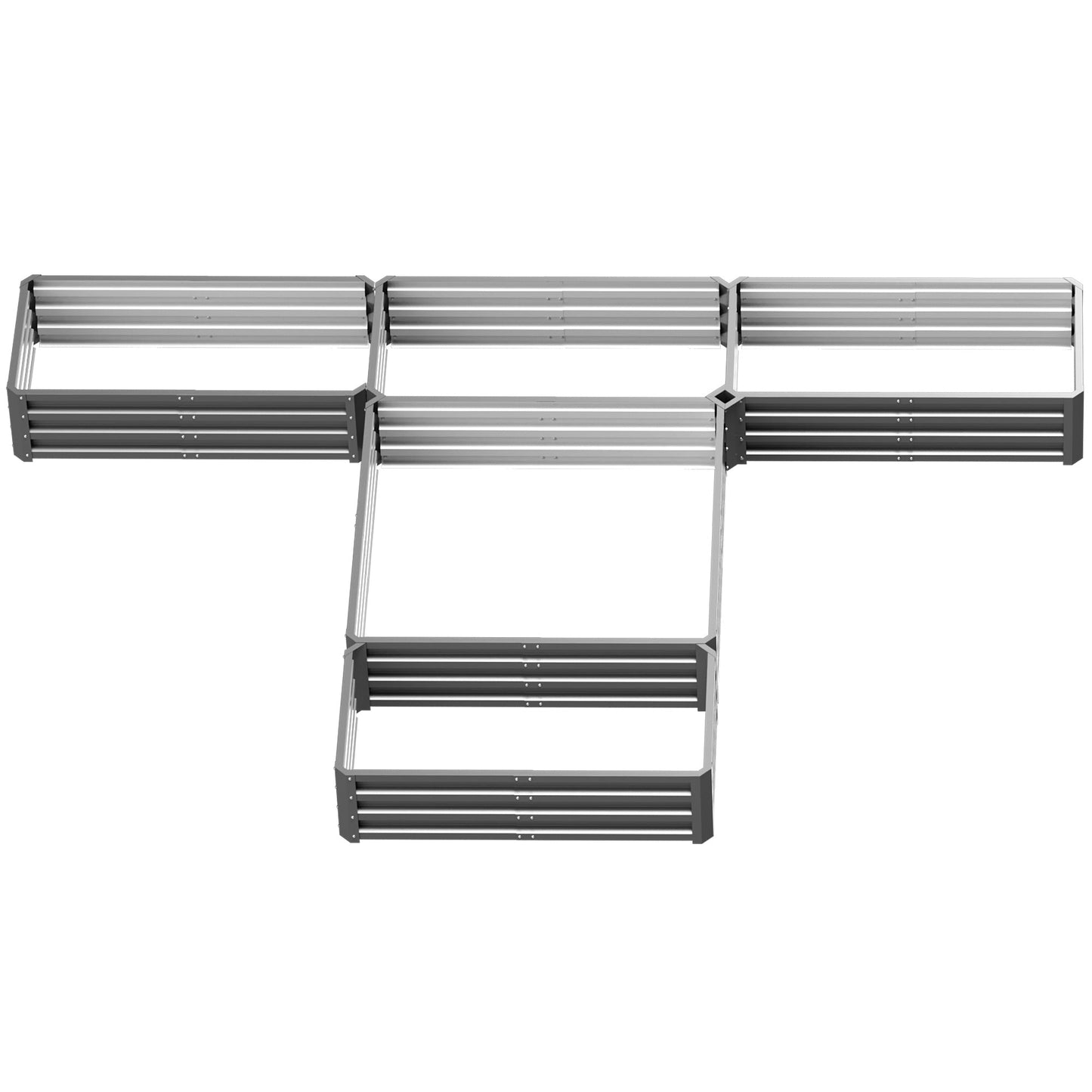 8 x 8ft DIY Raised Garden Bed, Set of 5 Large Steel Box Planters for Outdoor Plants, Vegetables, Flowers, Herbs, Easy Assembly, Grey