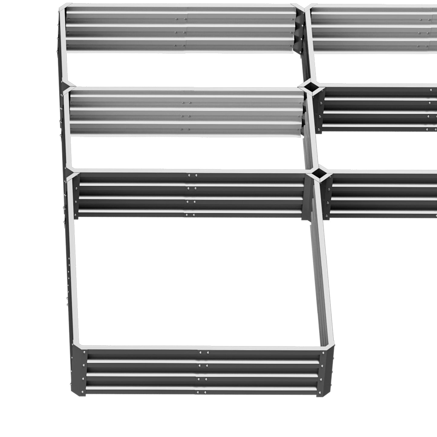 8 x 8ft DIY Raised Garden Bed, Set of 5 Large Steel Box Planters for Outdoor Plants, Vegetables, Flowers, Herbs, Easy Assembly, Grey