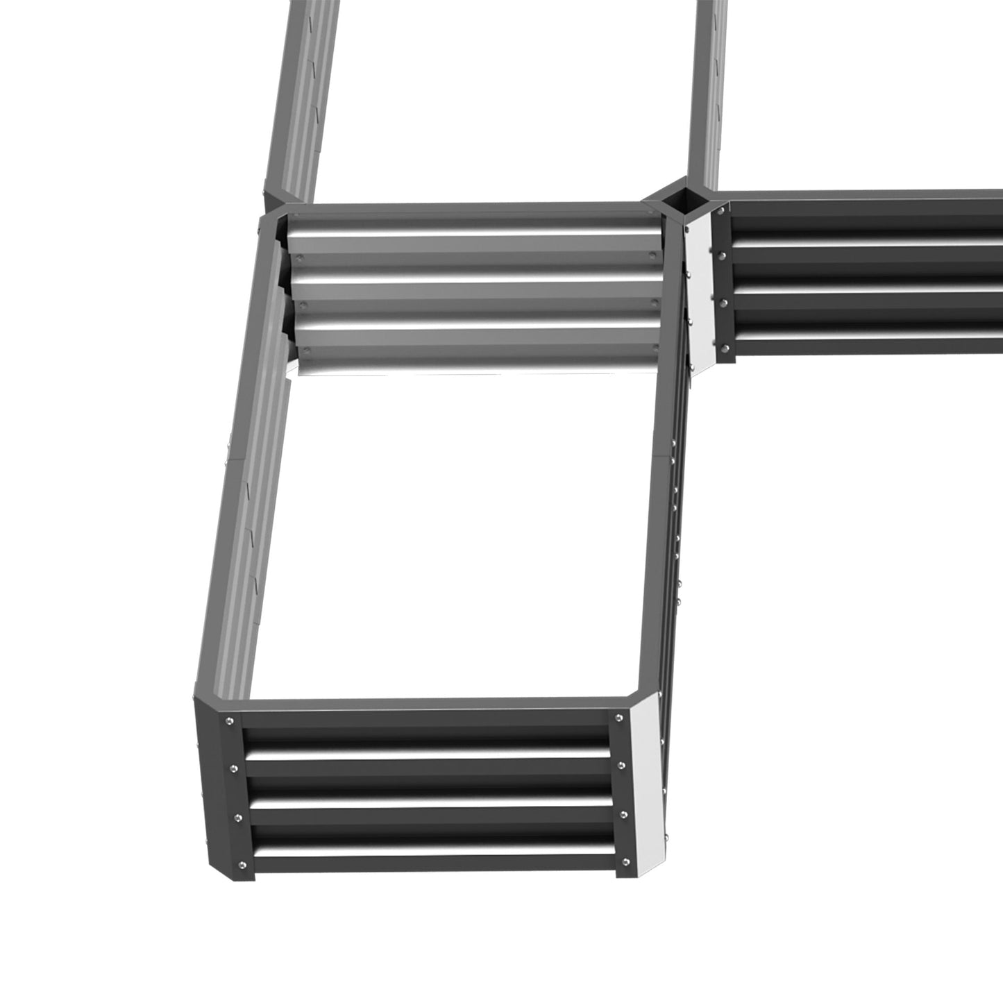 8 x 8ft DIY Raised Garden Bed, Set of 5 Large Steel Box Planters for Outdoor Plants, Vegetables, Flowers, Herbs, Easy Assembly, Grey