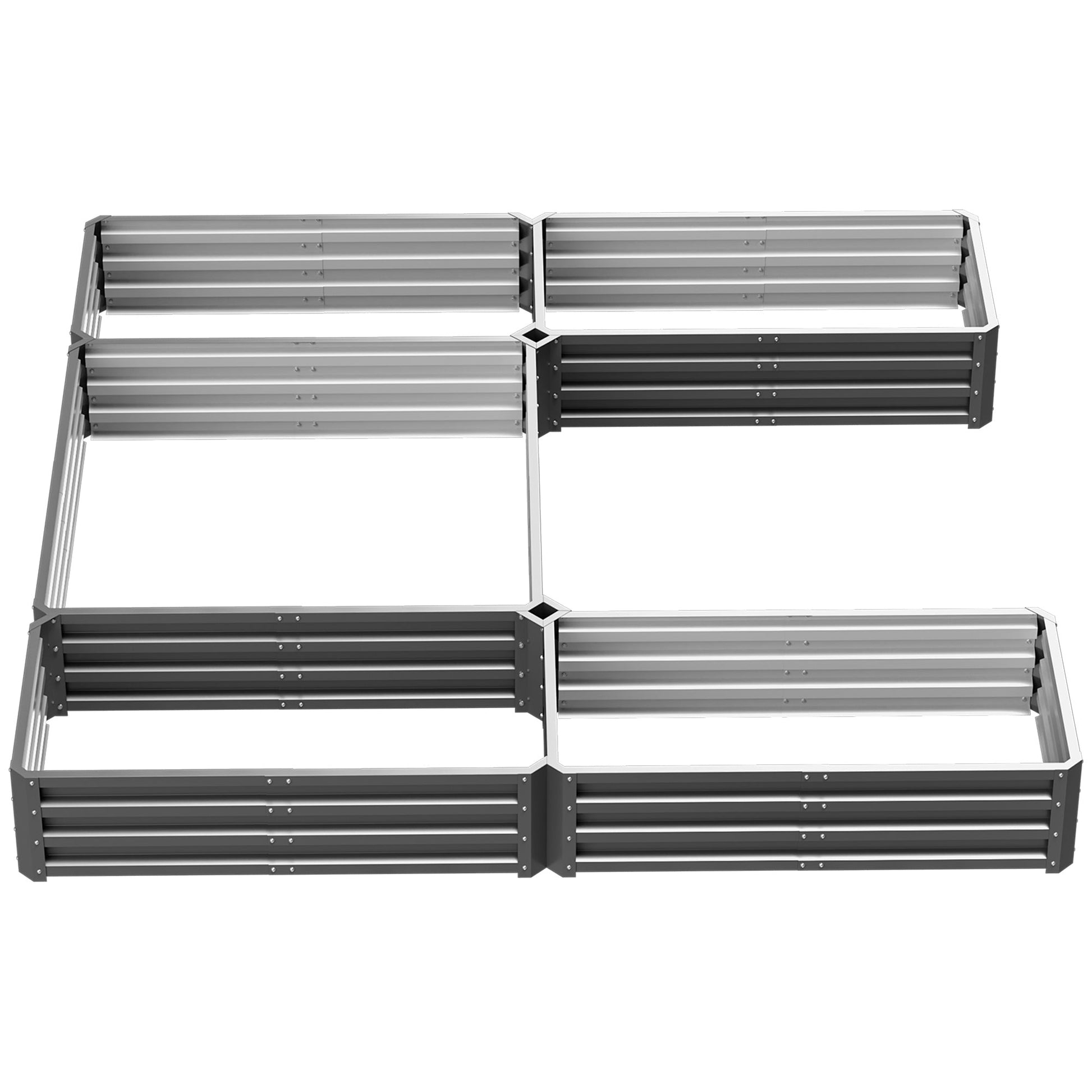 8 x 8ft DIY Raised Garden Bed, Set of 5 Large Steel Box Planters for Outdoor Plants, Vegetables, Flowers, Herbs, Easy Assembly, Grey