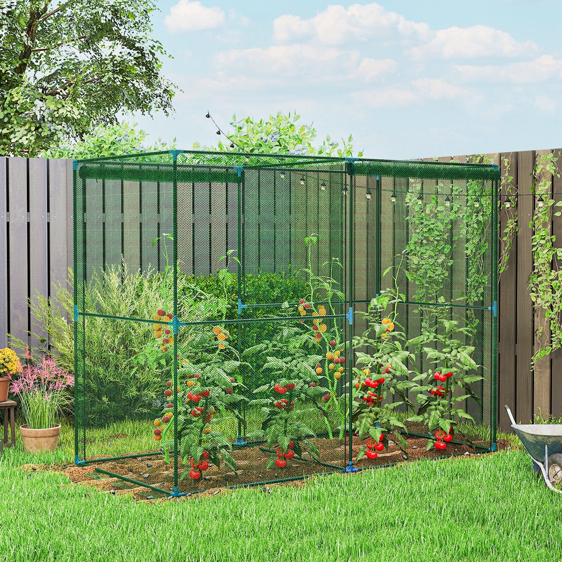 8' x 4' Crop Cage, Plant Protection Tent with Zippered Doors for Vegetable Garden, Backyard, Green