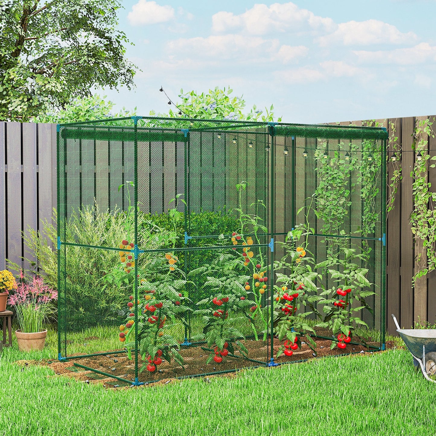 8' x 4' Crop Cage, Plant Protection Tent with Zippered Doors for Vegetable Garden, Backyard, Green
