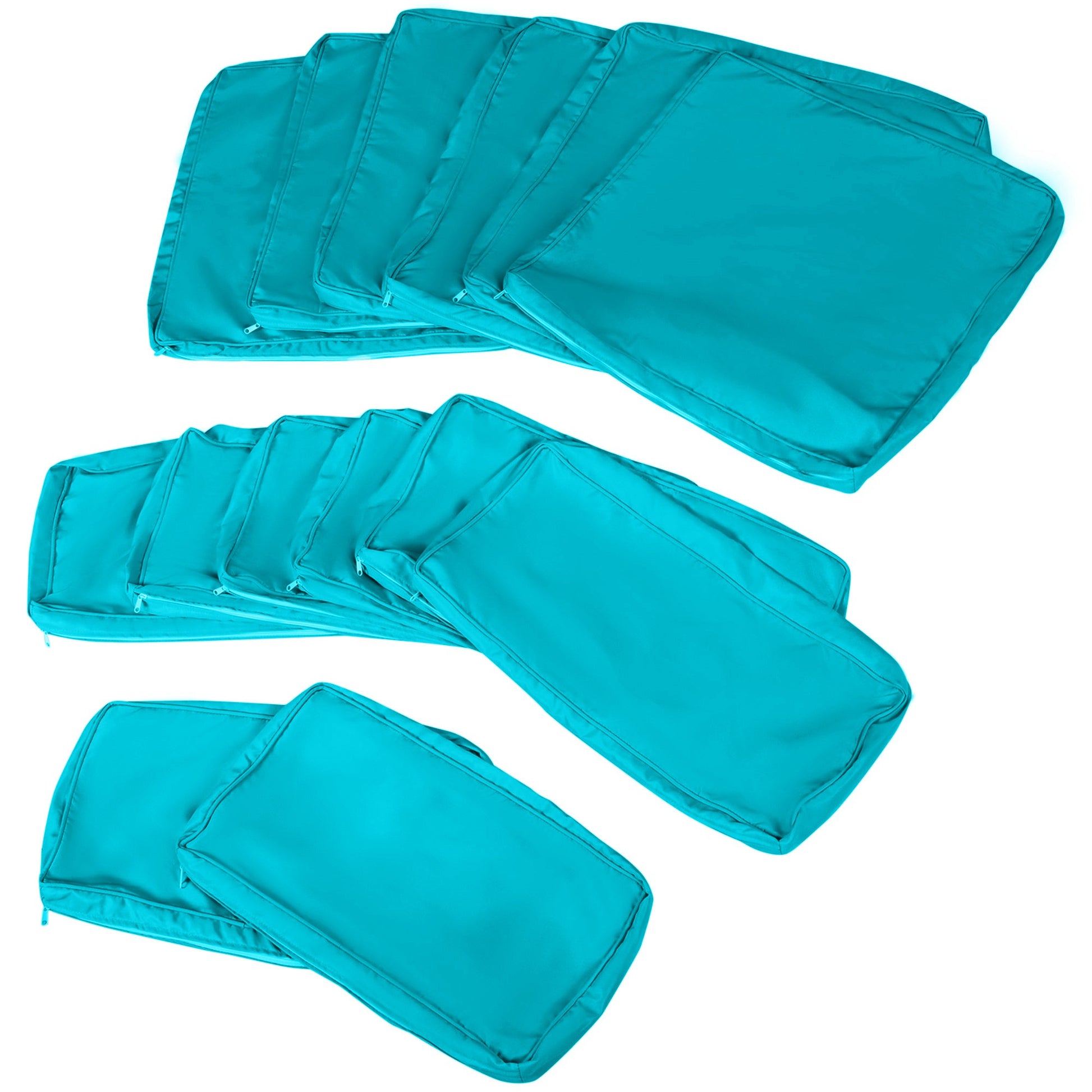 14Pcs Outdoor Cushion Covers, Patio Cushion Covers Replacement for Rattan Sofa Set - No Cushion Included, Light Blue