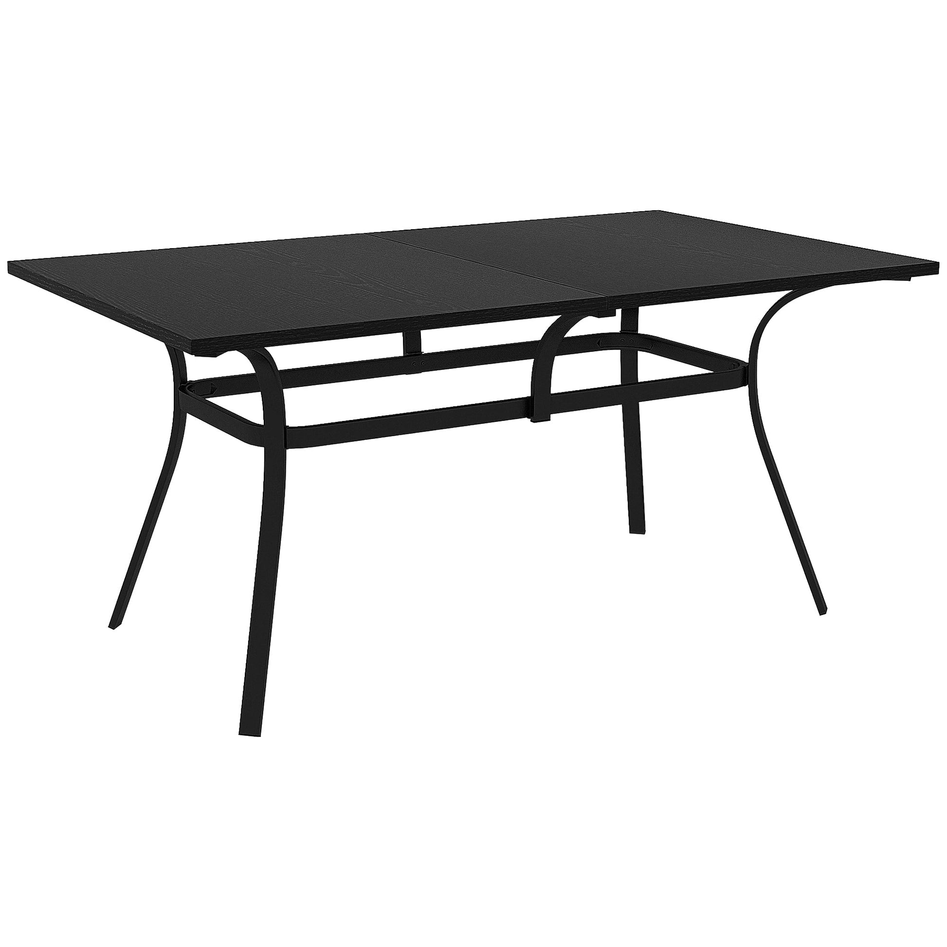 Patio Table, 59" x 35" Rectangle Outdoor Dining Table for 6 People with Steel Legs, Metal Tabletop, for Garden, Backyard, Lawn, Balcony, Black