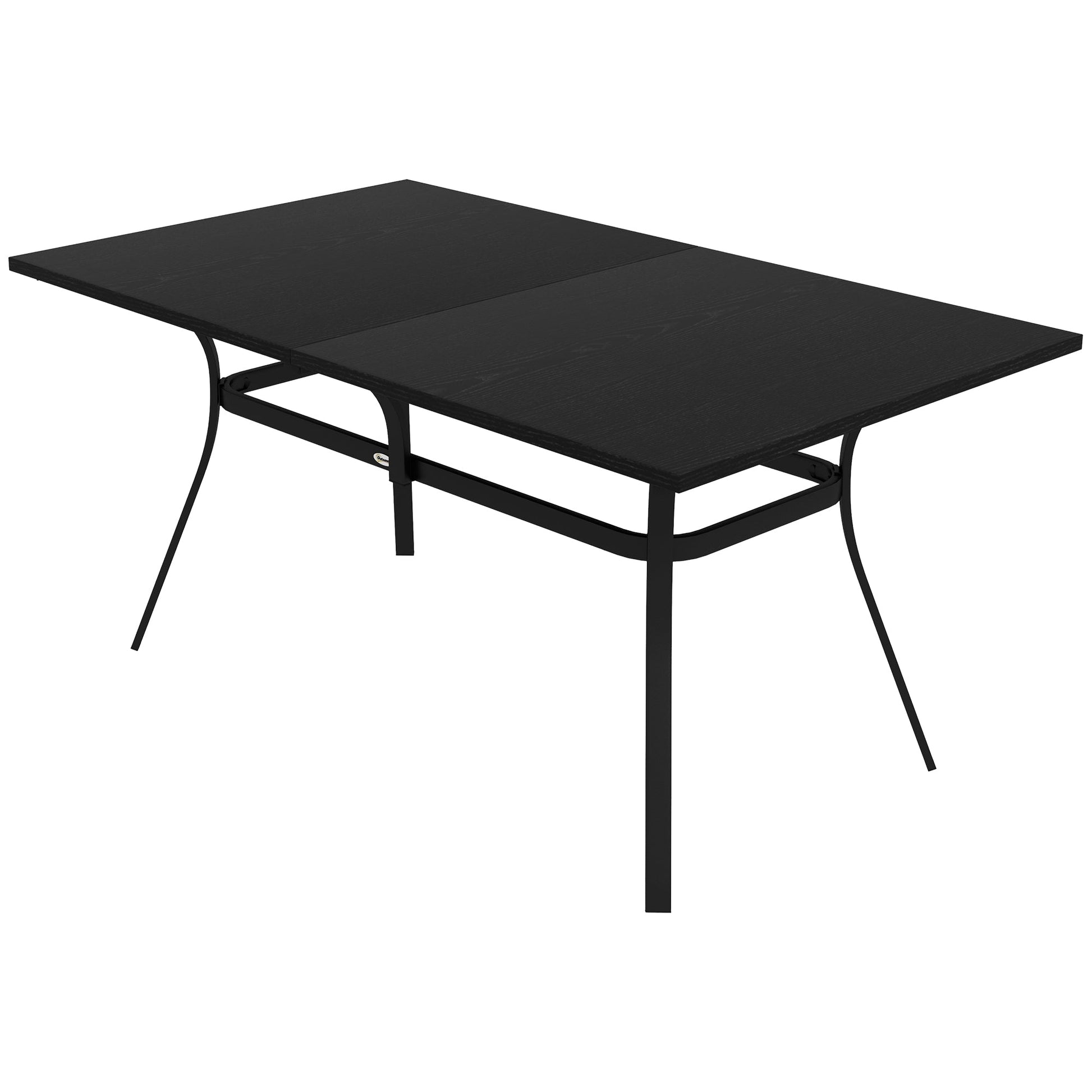 Patio Table, 59" x 35" Rectangle Outdoor Dining Table for 6 People with Steel Legs, Metal Tabletop, for Garden, Backyard, Lawn, Balcony, Black