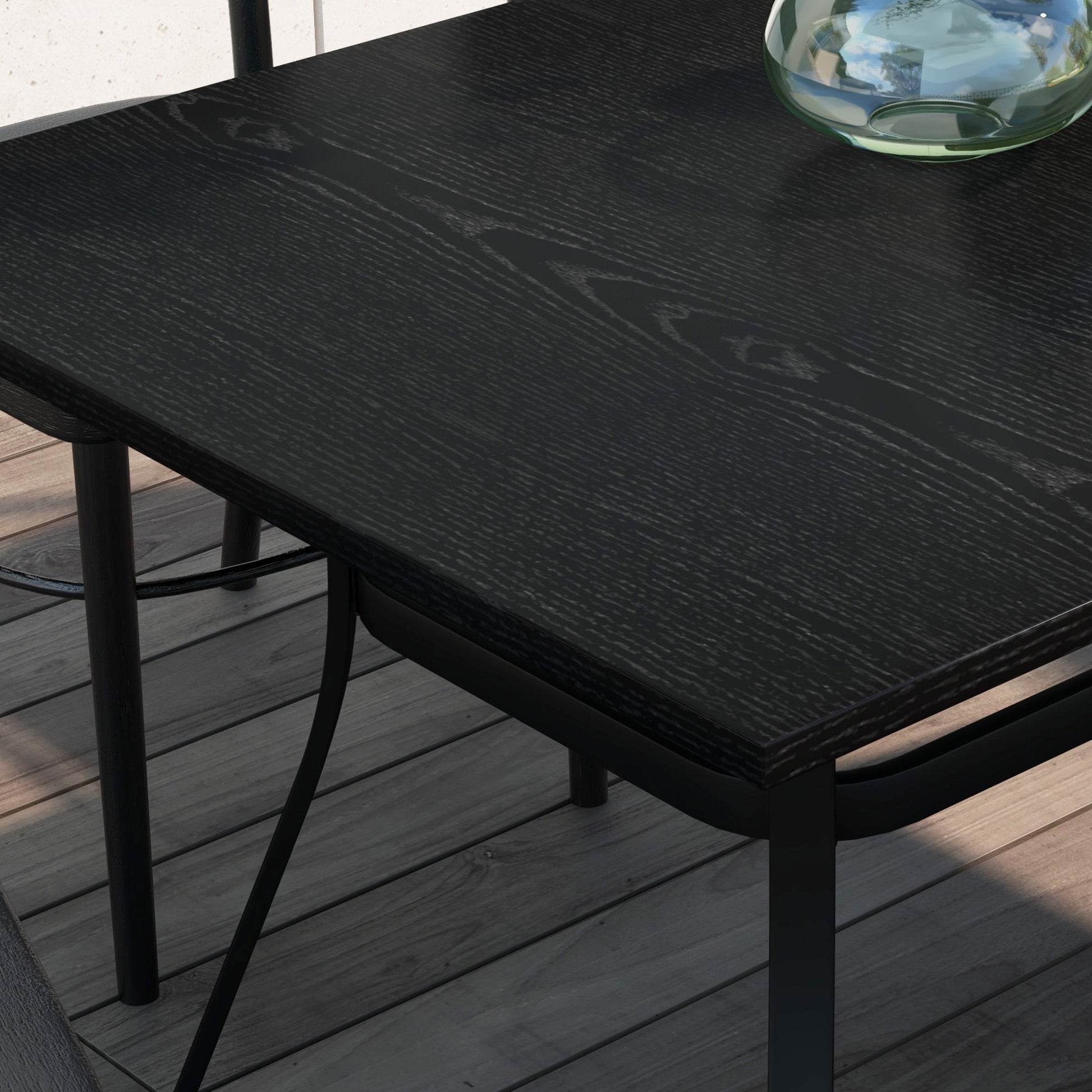 Patio Table, 59" x 35" Rectangle Outdoor Dining Table for 6 People with Steel Legs, Metal Tabletop, for Garden, Backyard, Lawn, Balcony, Black