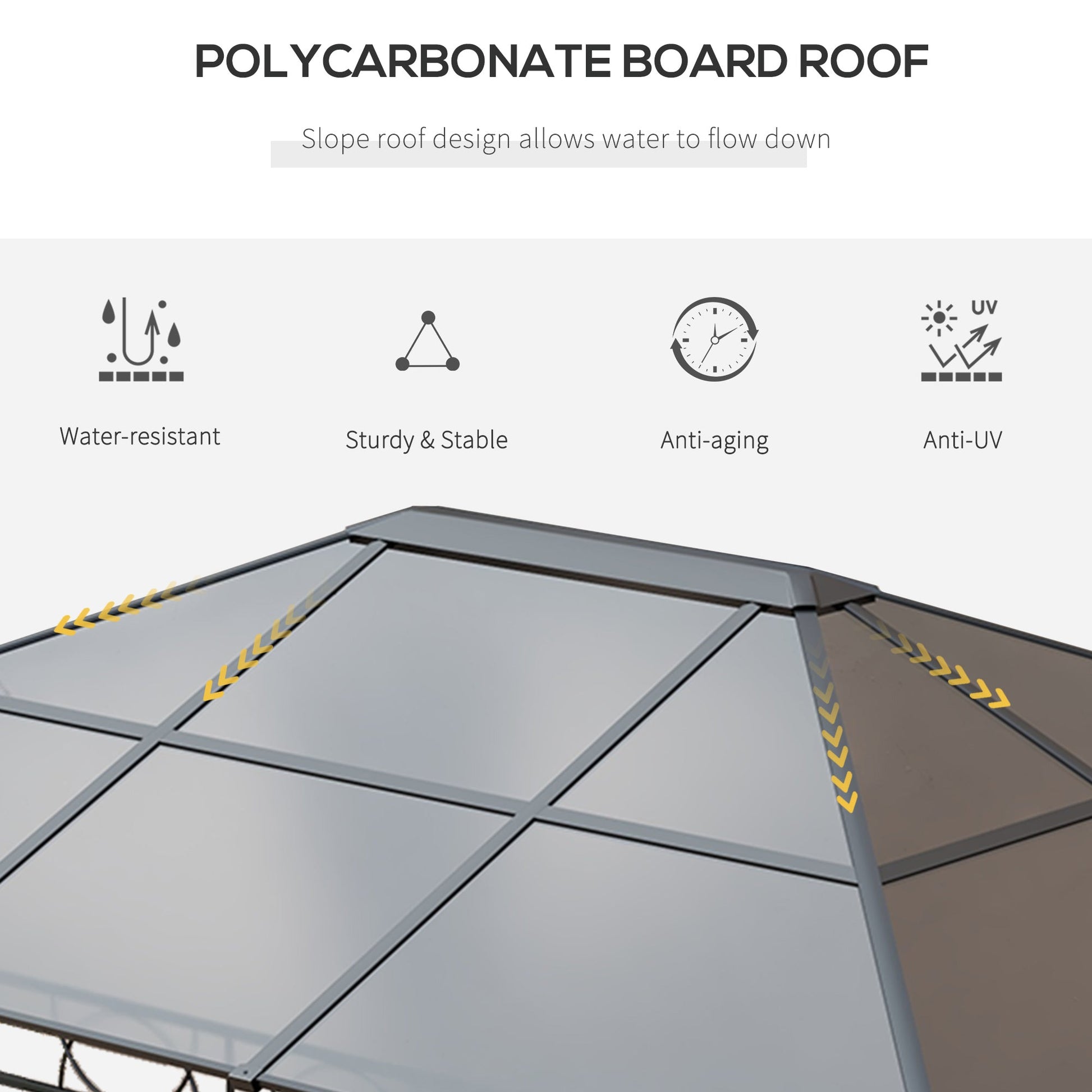 13' x 10' Polycarbonate Hardtop Gazebo Canopy, Outdoor Patio Gazebo with Aluminum Frame & Curtains, Dark Grey