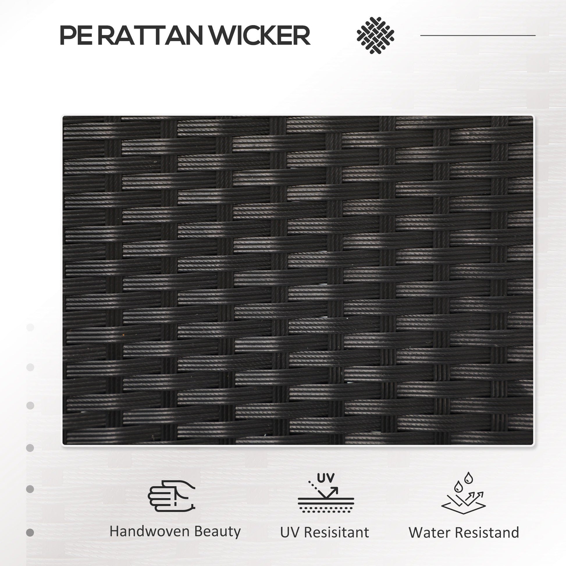 2-Seat Patio Furniture with Tea Table, Outdoor PE Rattan Wicker Loveseat with Padded Cushions and Tempered Glass Top for Garden, Porch, Poolside, Light Grey