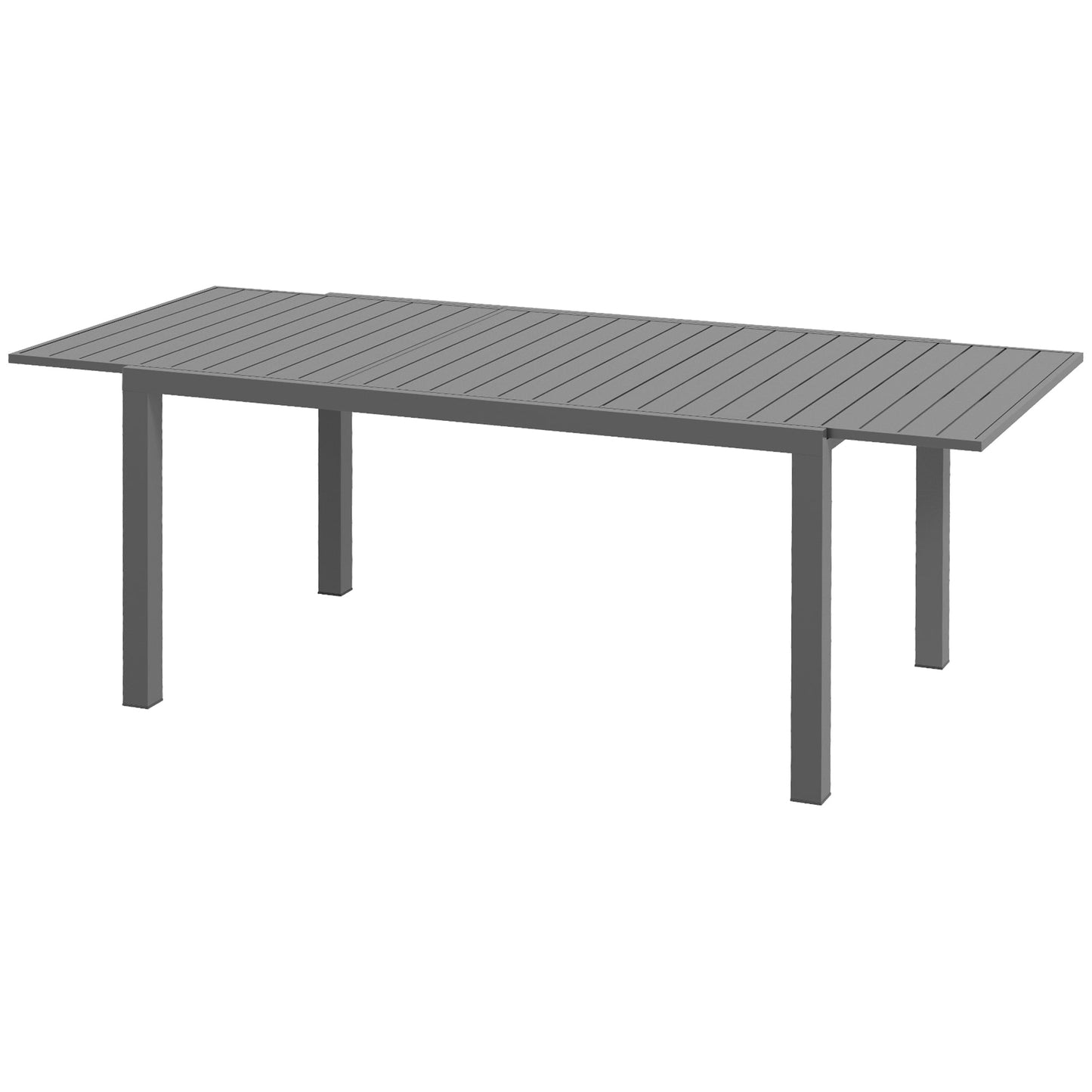 Expandable Outdoor Dining Table for 6-8 People, Patio Dining Table with Aluminum Frame & Slatted Tabletop, Rectangle Patio Table for Garden, Lawn, Balcony, Charcoal Grey