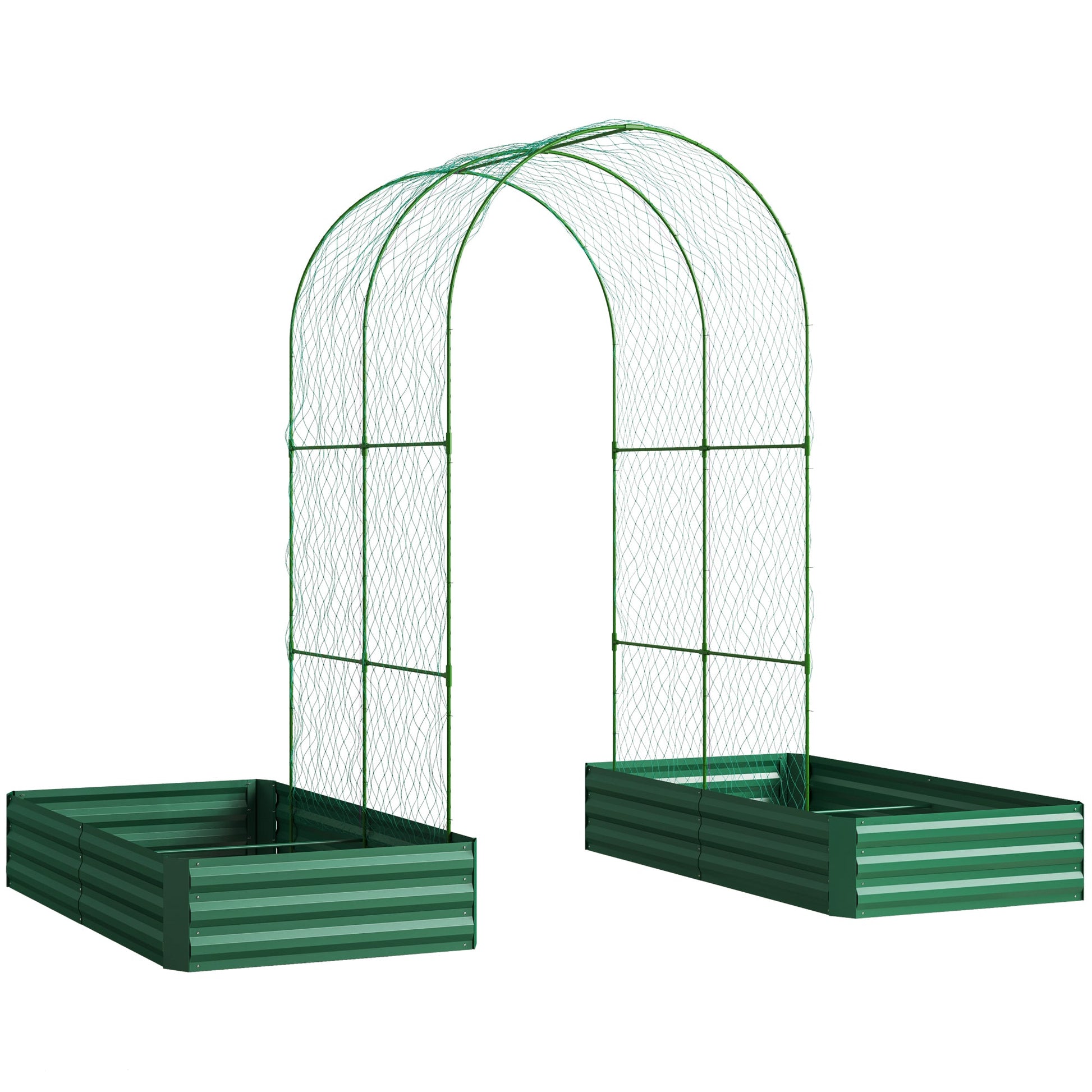 Raised Garden Bed with Arch Trellis for Climbing Plants, Flowers, Herbs, Vegetables, Galvanized Raised Bed Kit Outdoor Garden Box with Trellis for Garden, Patio, Backyard