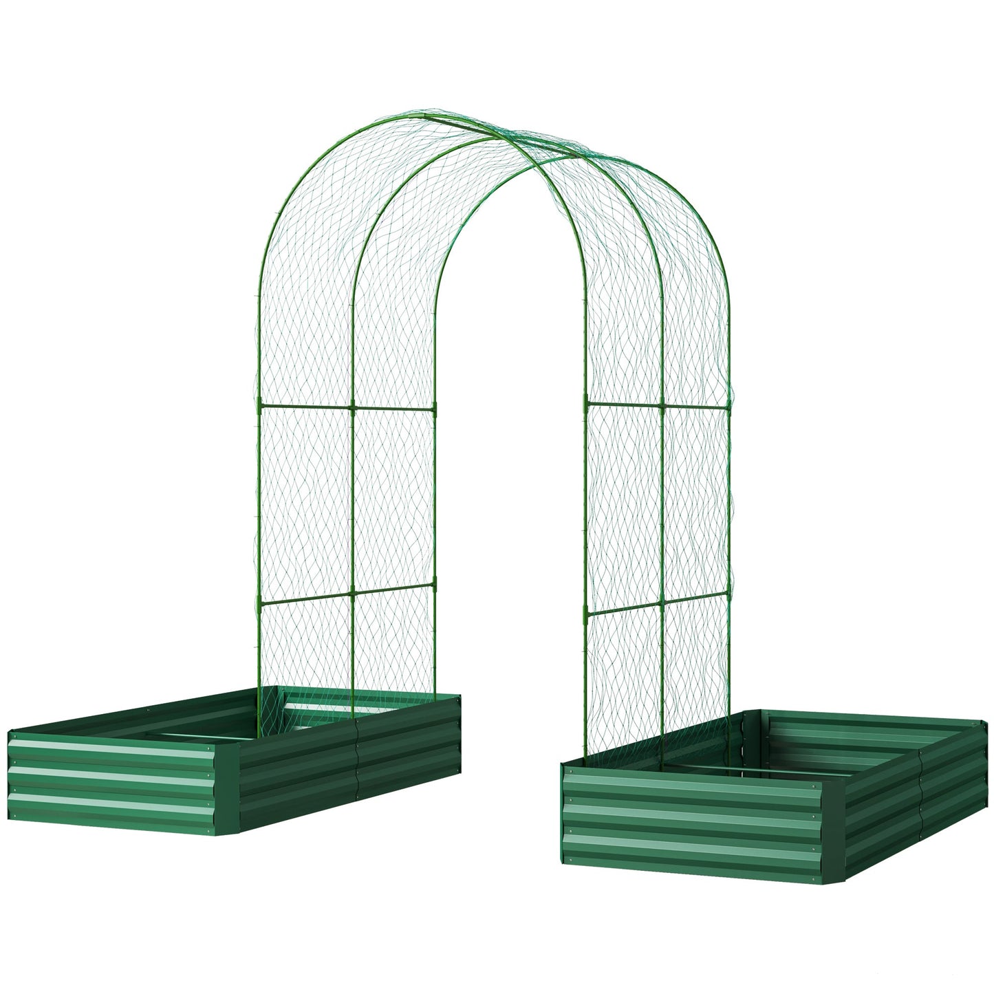 Raised Garden Bed with Arch Trellis for Climbing Plants, Flowers, Herbs, Vegetables, Galvanized Raised Bed Kit Outdoor Garden Box with Trellis for Garden, Patio, Backyard