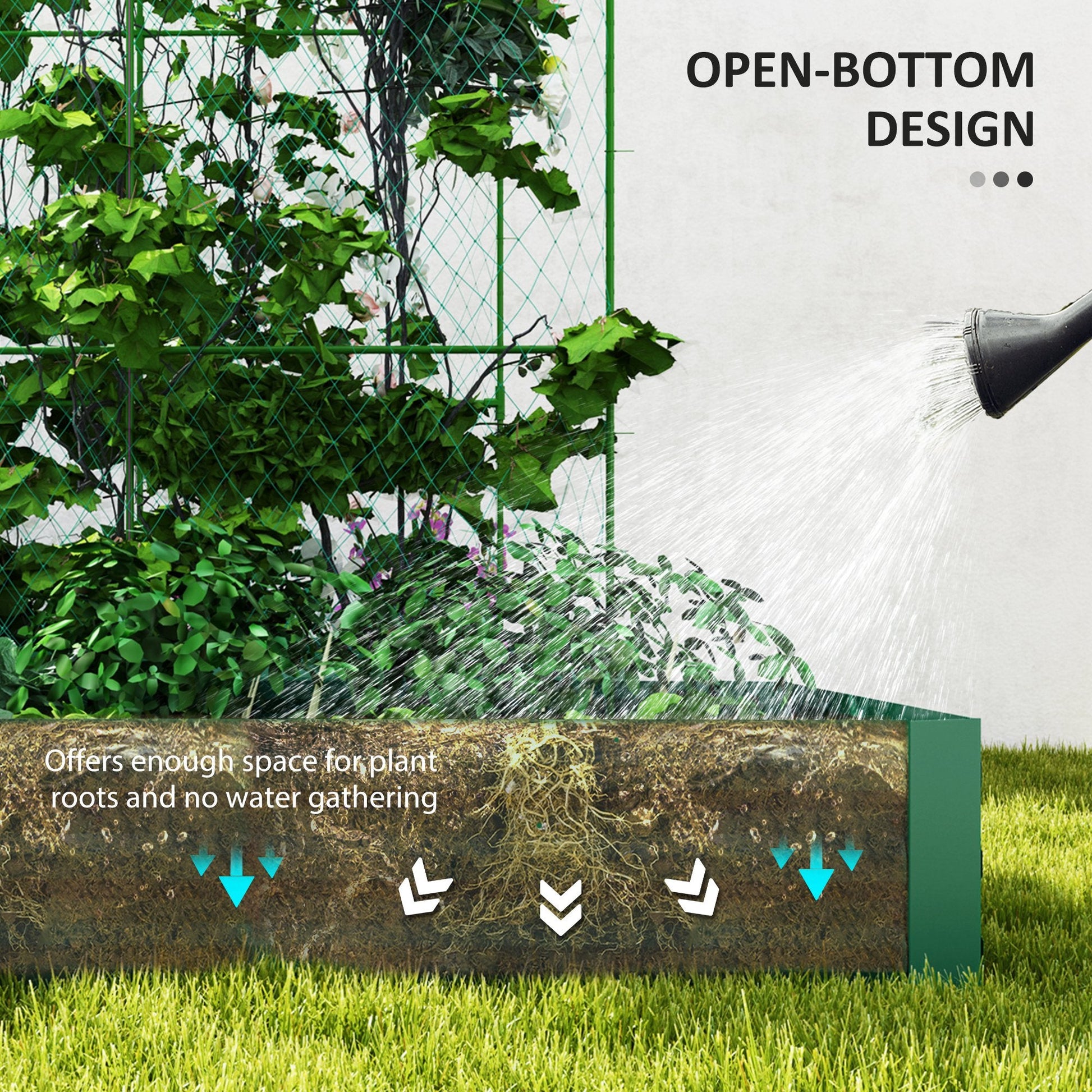Raised Garden Bed with Arch Trellis for Climbing Plants, Flowers, Herbs, Vegetables, Galvanized Raised Bed Kit Outdoor Garden Box with Trellis for Garden, Patio, Backyard