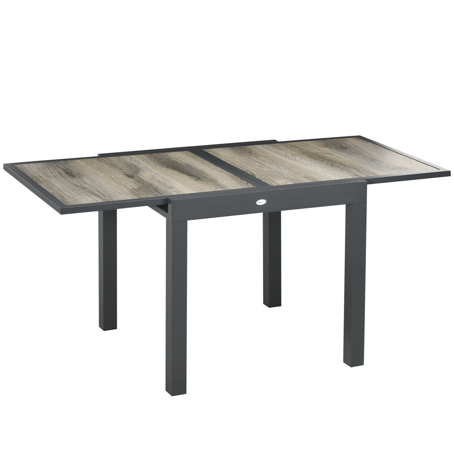 Extendable Outdoor Dining Table, Aluminum Garden Table, Rectangular Patio Table with Plastic Board Tabletop for Balcony, Lawn, Beige