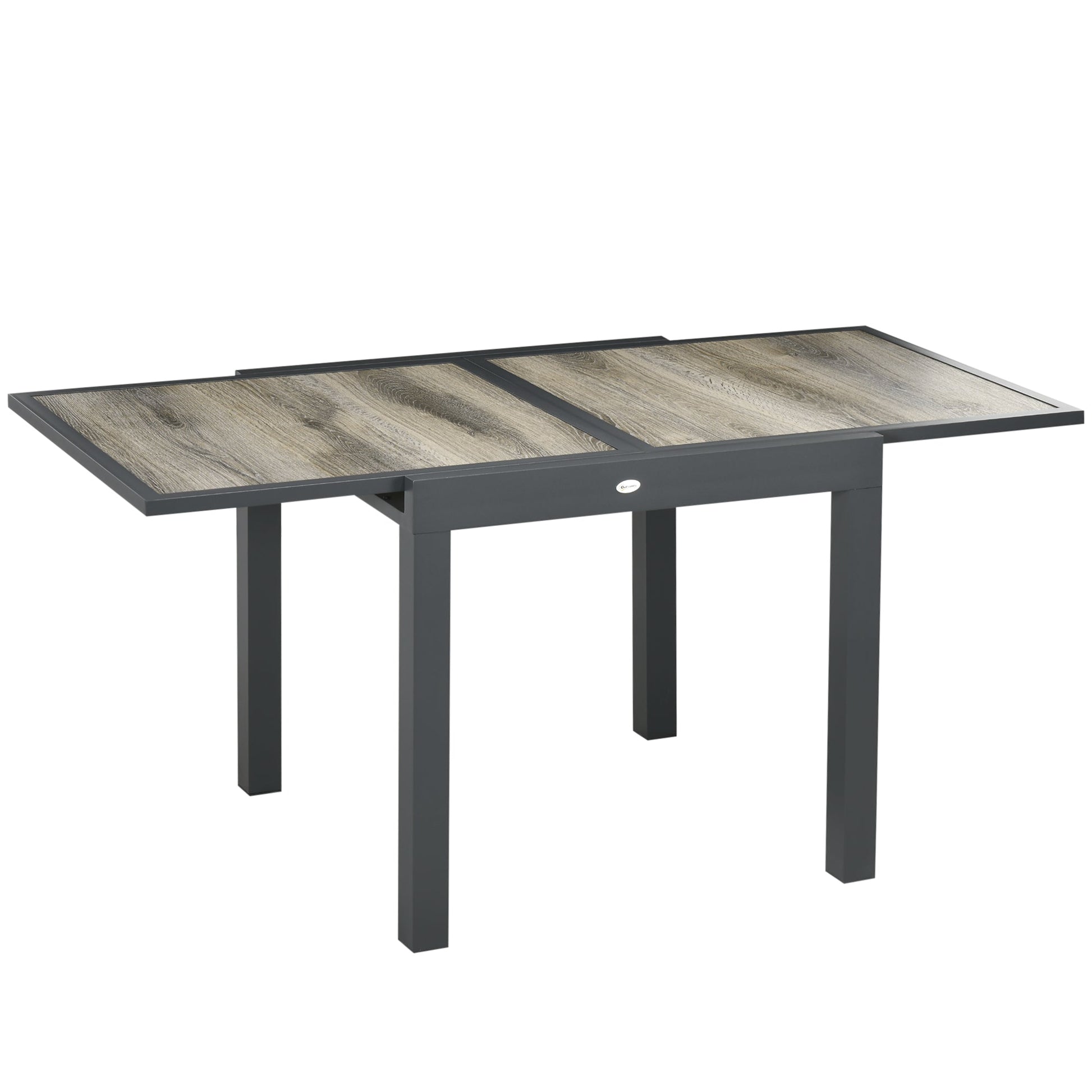 Extendable Outdoor Dining Table, Aluminum Garden Table, Rectangular Patio Table with Plastic Board Tabletop for Balcony, Lawn, Beige