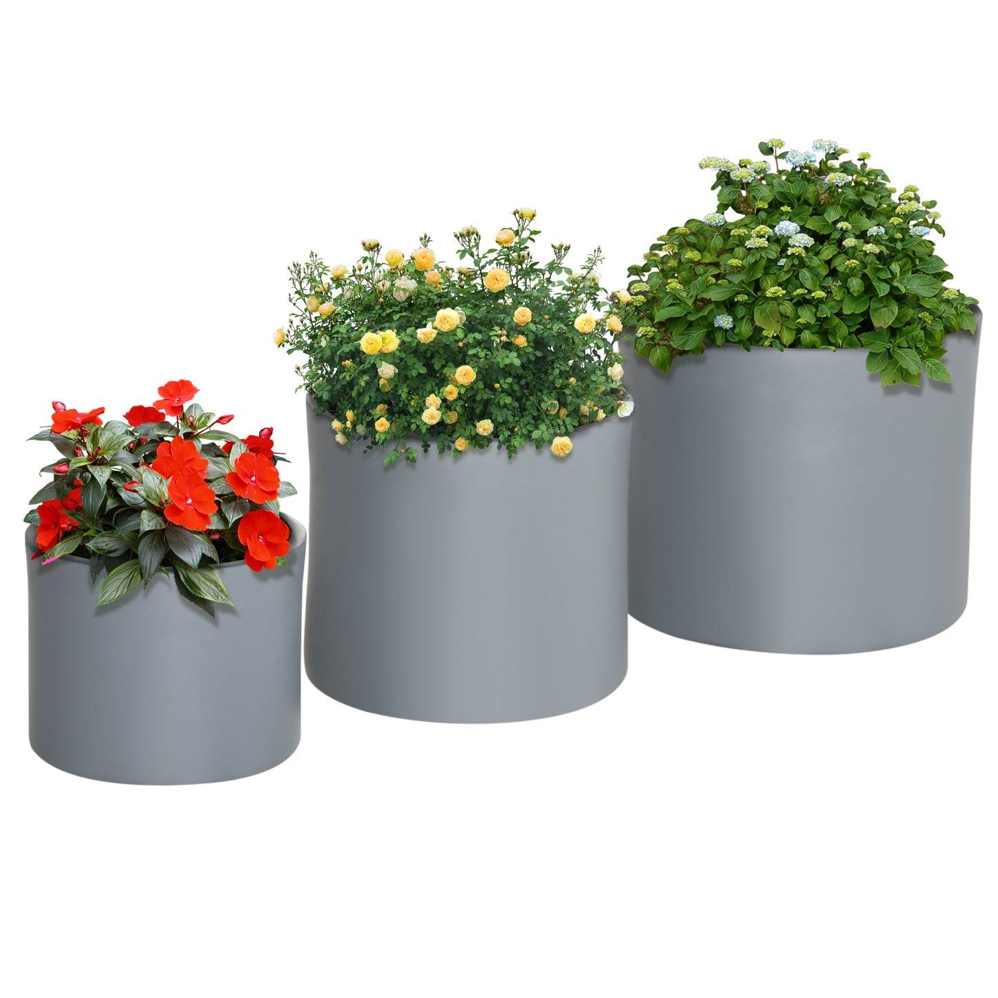 Set of 3 Outdoor Planter Set, 13/11.5/9 in, Flower Pots with Drainage Holes, Outdoor Plant Pots for Patio, Yard, Garden