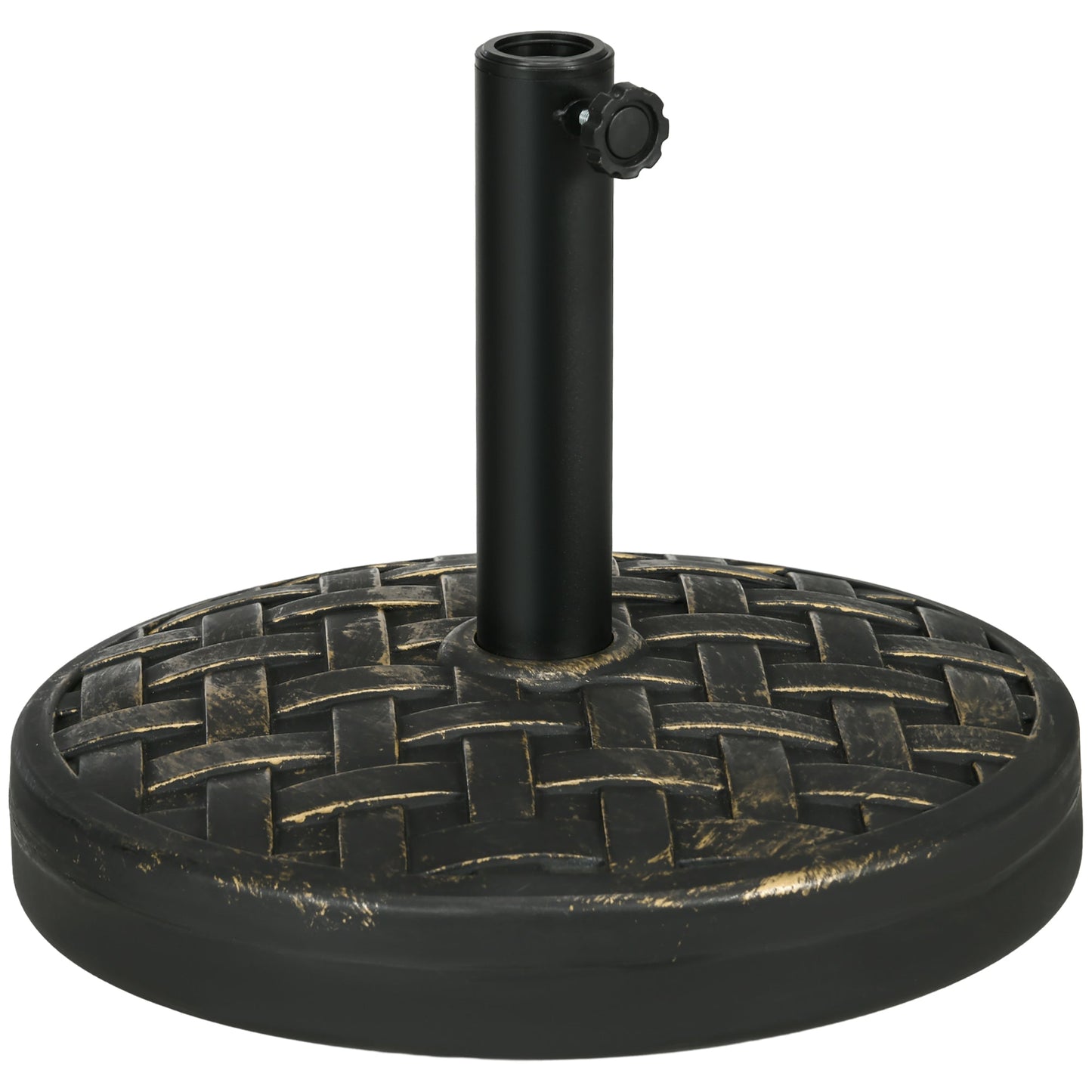 40lbs. Concrete Umbrella Base with Rattan Effect, Heavy Duty Round Umbrella Stand, Garden Umbrella Holder for 1.5", 1.9" Poles, Bronze
