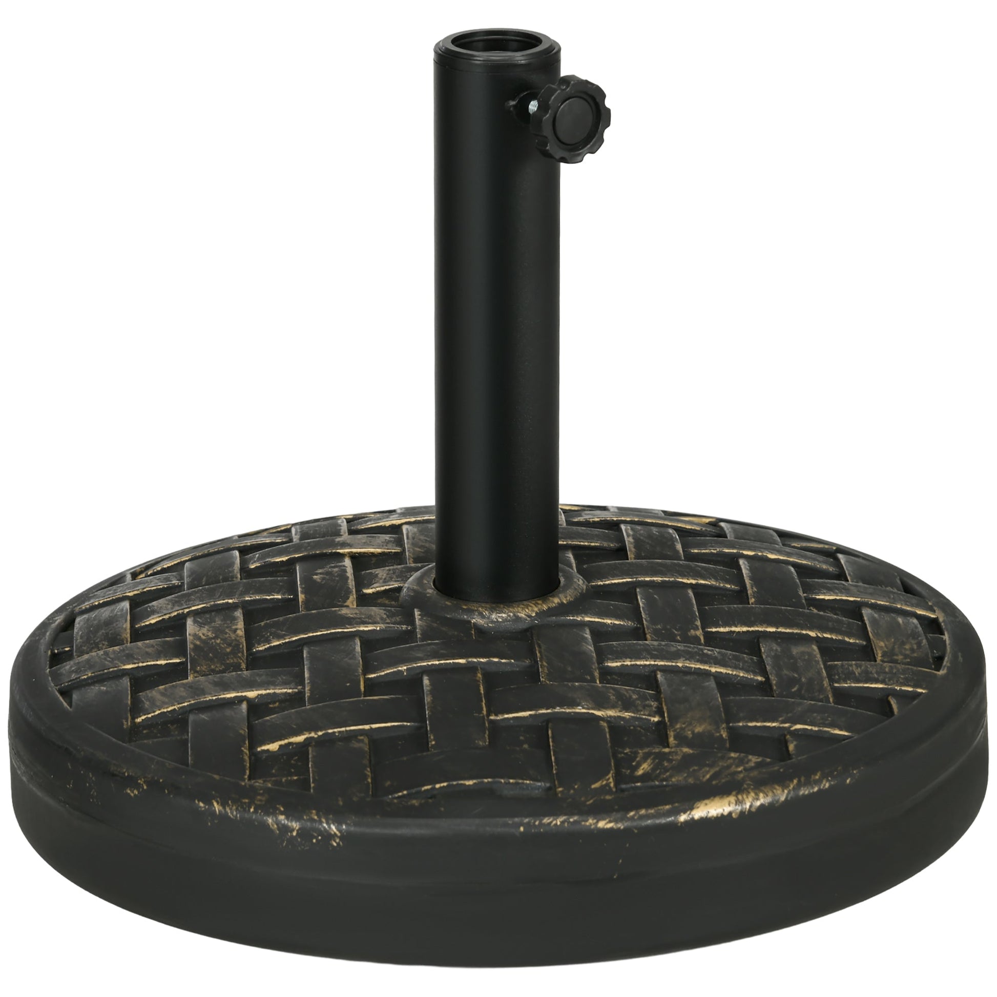 40lbs. Concrete Umbrella Base with Rattan Effect, Heavy Duty Round Umbrella Stand, Garden Umbrella Holder for 1.5", 1.9" Poles, Bronze