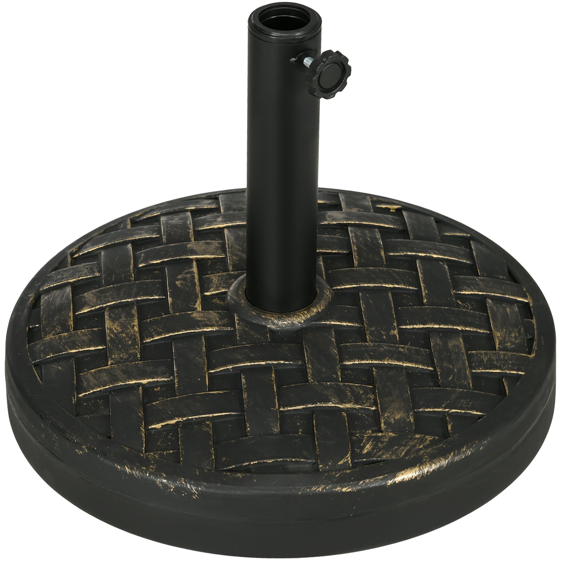 40lbs. Concrete Umbrella Base with Rattan Effect, Heavy Duty Round Umbrella Stand, Garden Umbrella Holder for 1.5", 1.9" Poles, Bronze