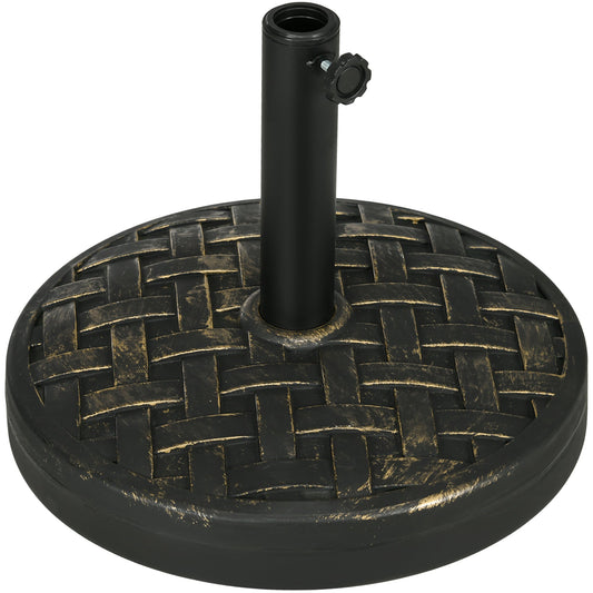 40lbs. Concrete Umbrella Base with Rattan Effect, Heavy Duty Round Umbrella Stand, Garden Umbrella Holder for 1.5", 1.9" Poles, Bronze