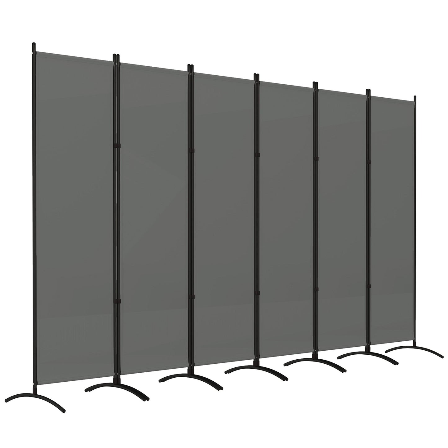 6 Panel Folding Outdoor Privacy Screen, 5.7FT Tall Room Divider with UV30+ Protection, Freestanding Privacy Panel Partition with Stable Base for Indoor Outdoor, Dark Grey