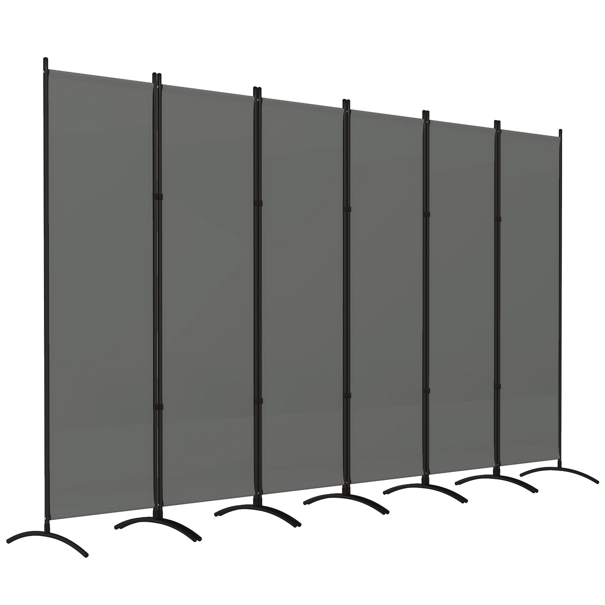 6 Panel Folding Outdoor Privacy Screen, 5.7FT Tall Room Divider with UV30+ Protection, Freestanding Privacy Panel Partition with Stable Base for Indoor Outdoor, Dark Grey