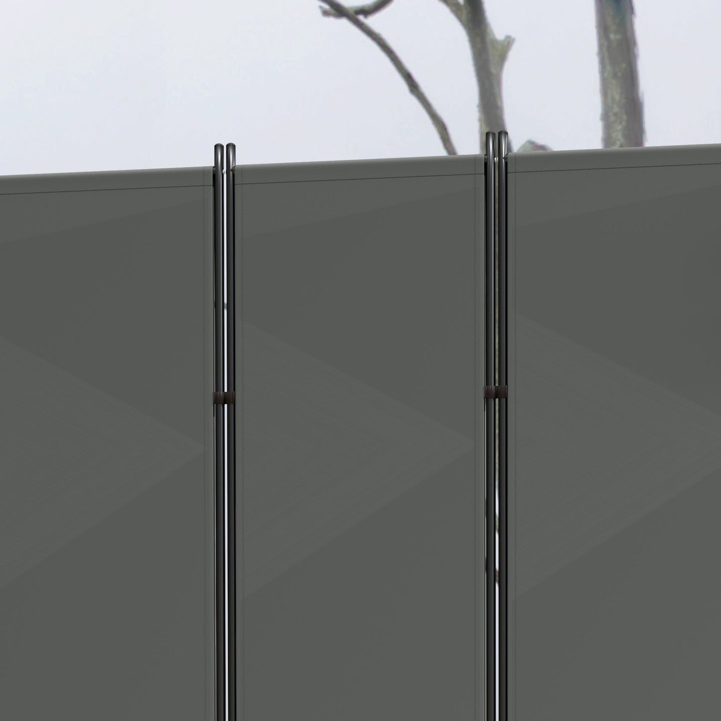6 Panel Folding Outdoor Privacy Screen, 5.7FT Tall Room Divider with UV30+ Protection, Freestanding Privacy Panel Partition with Stable Base for Indoor Outdoor, Dark Grey