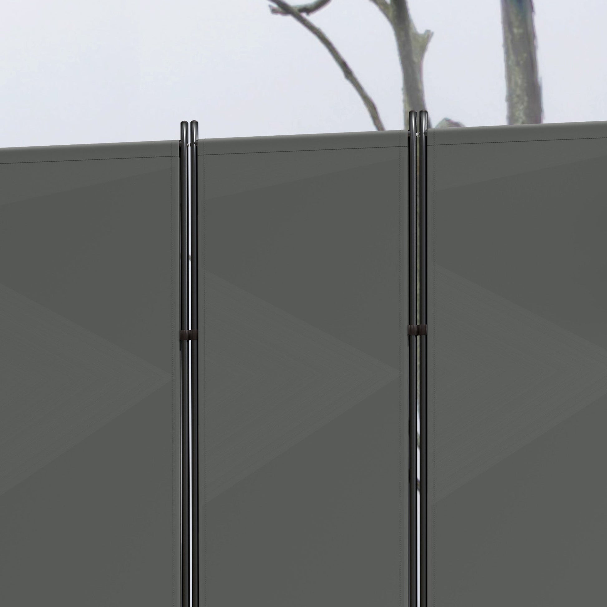 6 Panel Folding Outdoor Privacy Screen, 5.7FT Tall Room Divider with UV30+ Protection, Freestanding Privacy Panel Partition with Stable Base for Indoor Outdoor, Dark Grey