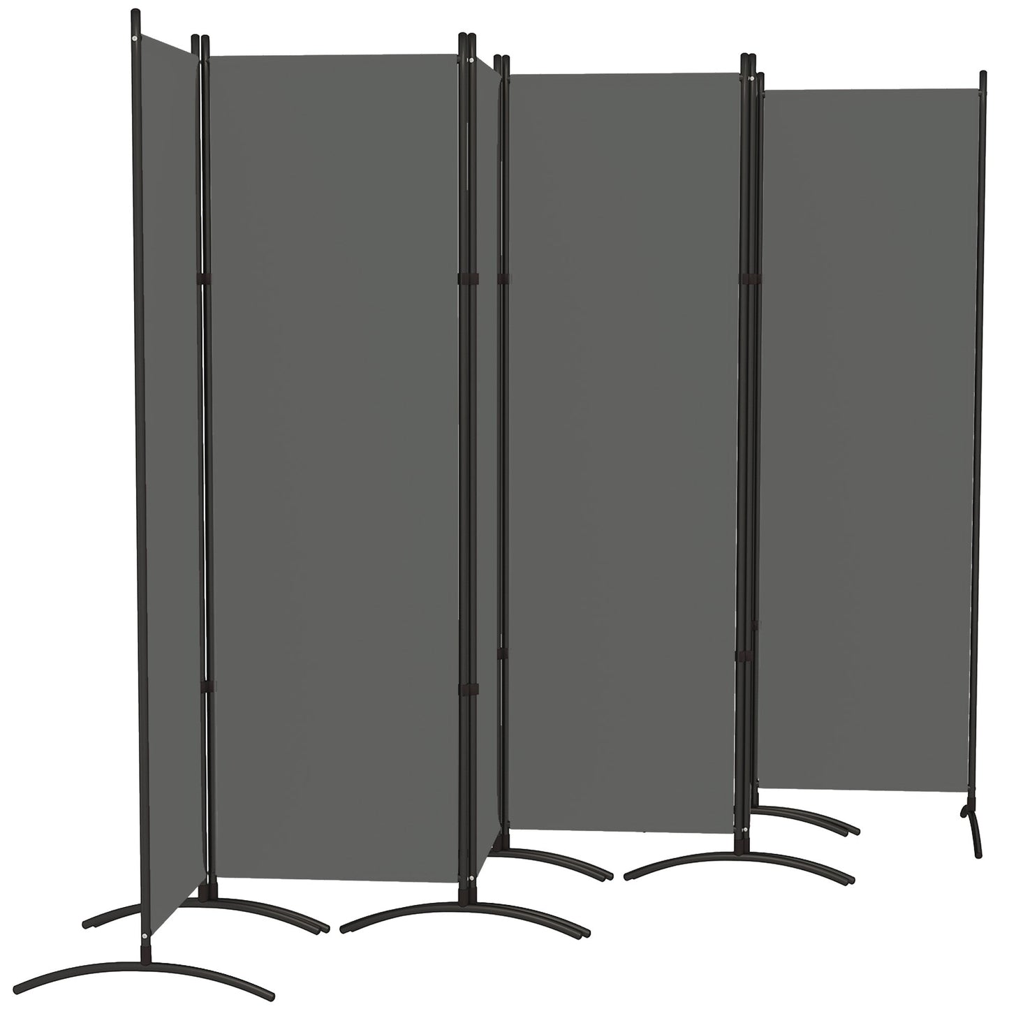 6 Panel Folding Outdoor Privacy Screen, 5.7FT Tall Room Divider with UV30+ Protection, Freestanding Privacy Panel Partition with Stable Base for Indoor Outdoor, Dark Grey