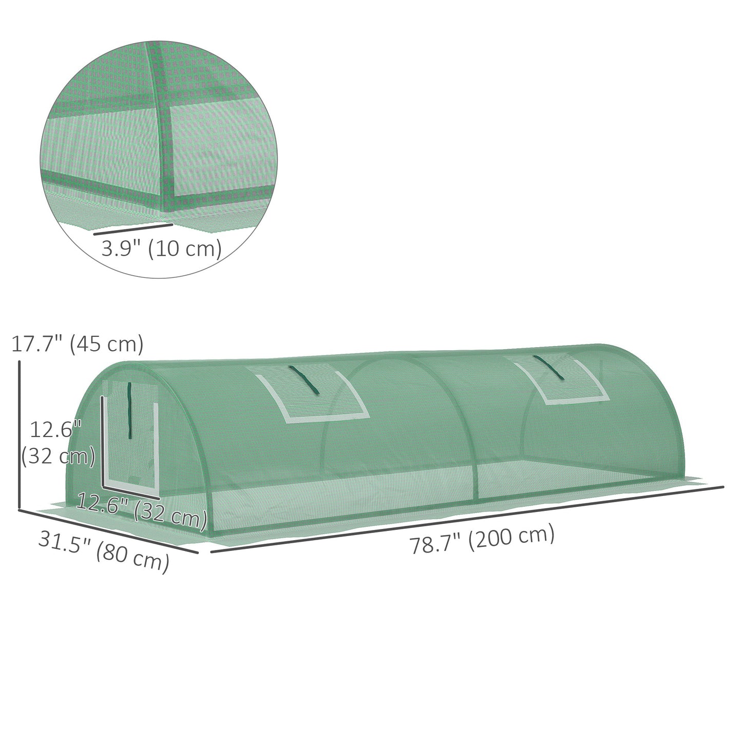 7' x 3' x 2' Portable Mini Greenhouse, Tunnel Growing Tent Plants Flower Warm House with 5 Mesh Windows and Steel Frame, for Garden, Patio, Backyard, Green