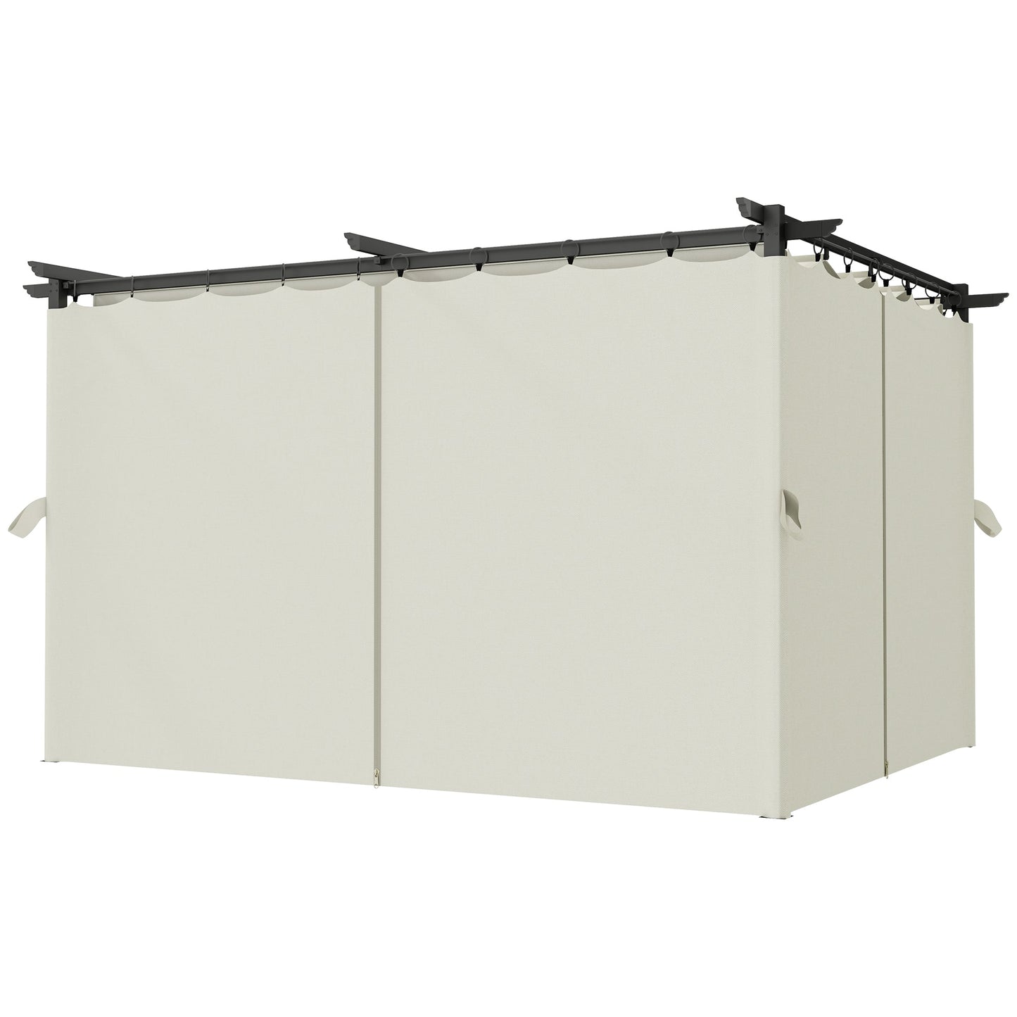 10' x 13' Retractable Pergola Canopy with Curtains, Outdoor Gazebo UPF30+ Sun Shade Shelter for Grill, Garden, Patio, Backyard, Deck, Cream White