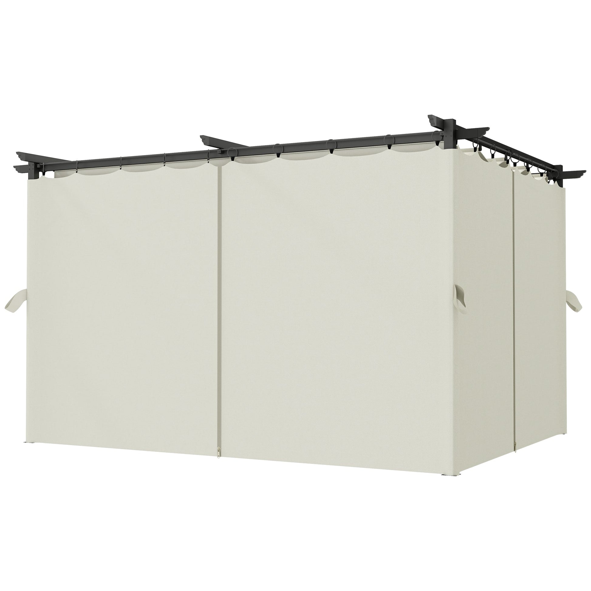 10' x 13' Retractable Pergola Canopy with Curtains, Outdoor Gazebo UPF30+ Sun Shade Shelter for Grill, Garden, Patio, Backyard, Deck, Cream White