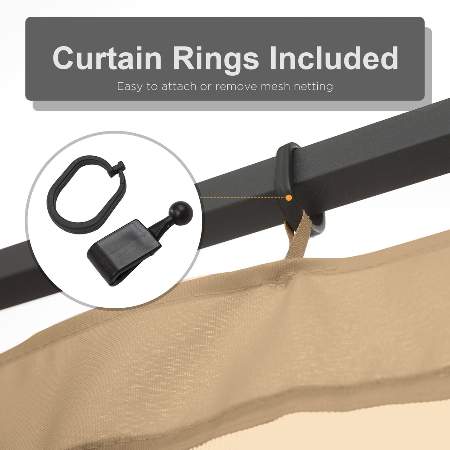 Replacement Mosquito Netting for Gazebo 10' x 10' Black Screen Walls for Canopy with Zippers for Parties and Outdoor Activities, Beige