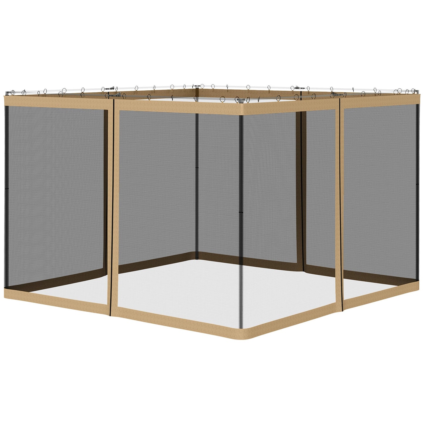 Replacement Mosquito Netting for Gazebo 10' x 10' Black Screen Walls for Canopy with Zippers for Parties and Outdoor Activities, Beige