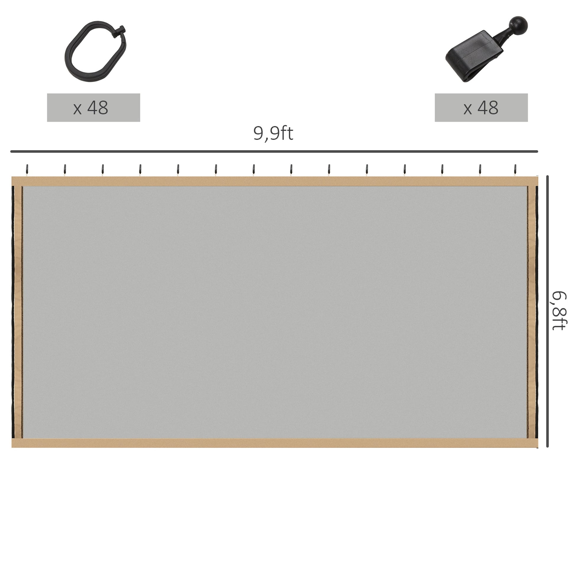 Replacement Mosquito Netting for Gazebo 10' x 10' Black Screen Walls for Canopy with Zippers for Parties and Outdoor Activities, Beige