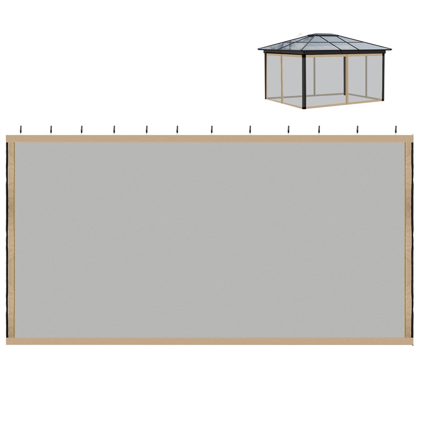 Replacement Mosquito Netting for Gazebo 10' x 10' Black Screen Walls for Canopy with Zippers for Parties and Outdoor Activities, Beige