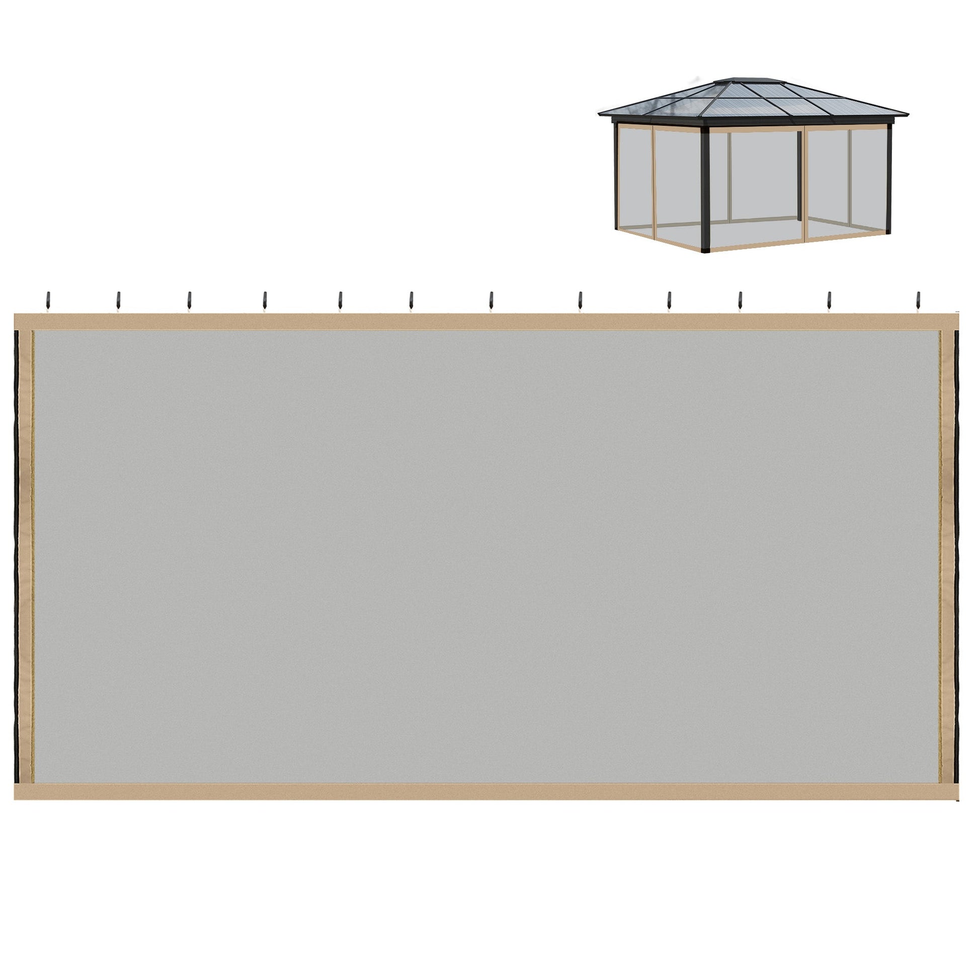 Replacement Mosquito Netting for Gazebo 10' x 10' Black Screen Walls for Canopy with Zippers for Parties and Outdoor Activities, Beige