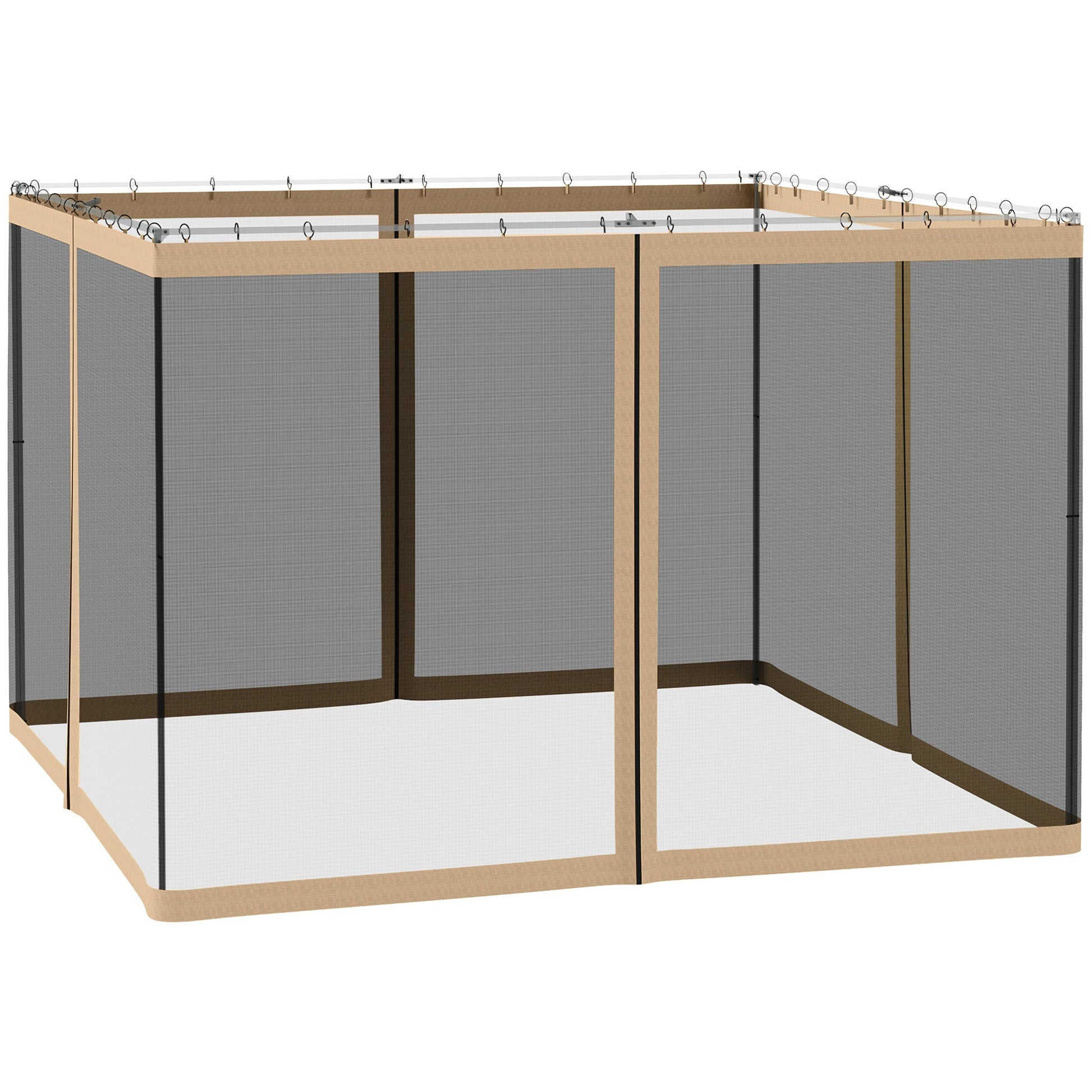 Replacement Mosquito Netting for Gazebo 10' x 10' Black Screen Walls for Canopy with Zippers for Parties and Outdoor Activities, Beige