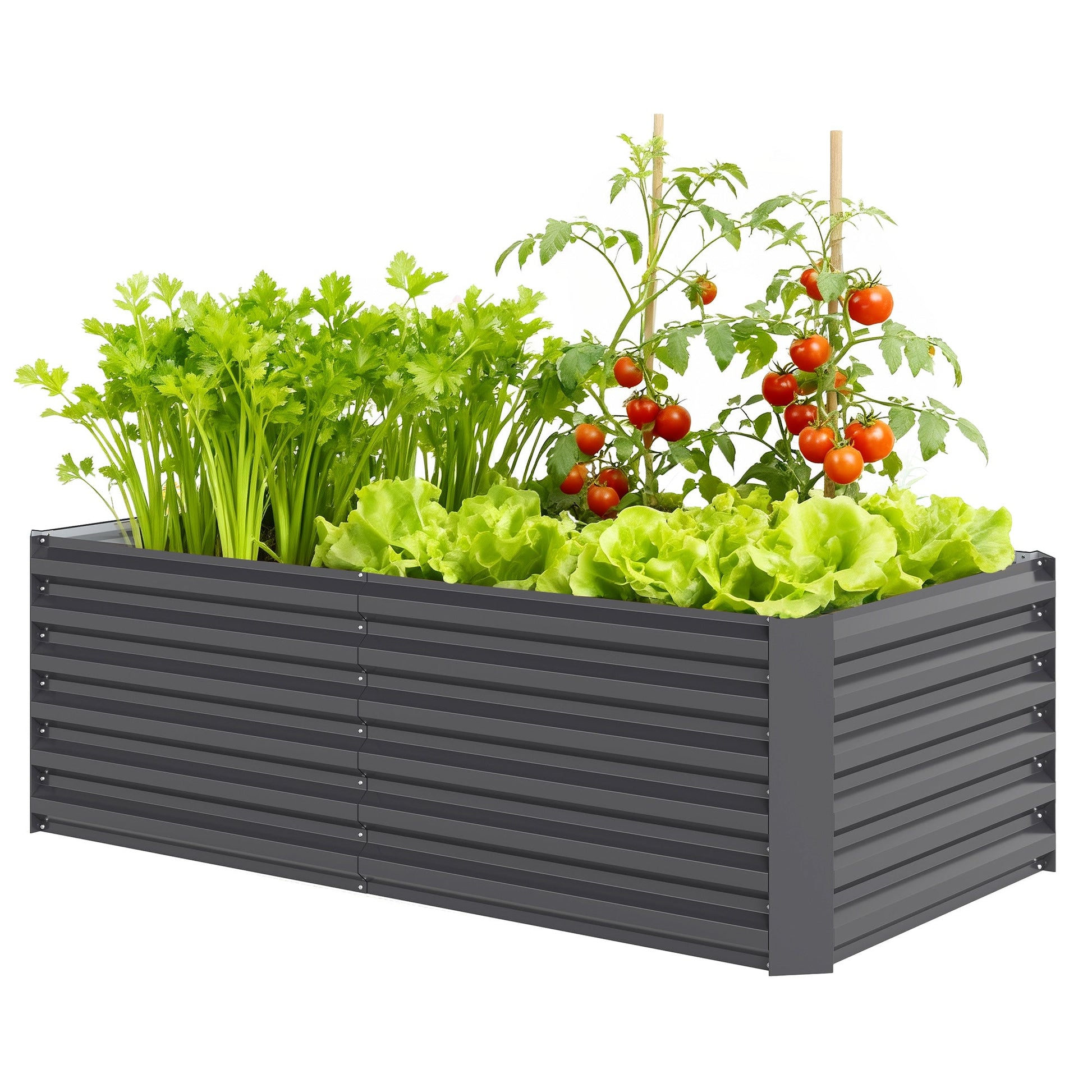 Galvanized Raised Garden Bed, 6' x 3' x 2' Outdoor Metal Planter Box, Standing Raised Bed for Growing Flowers, Herbs and Vegetables, Dark Grey