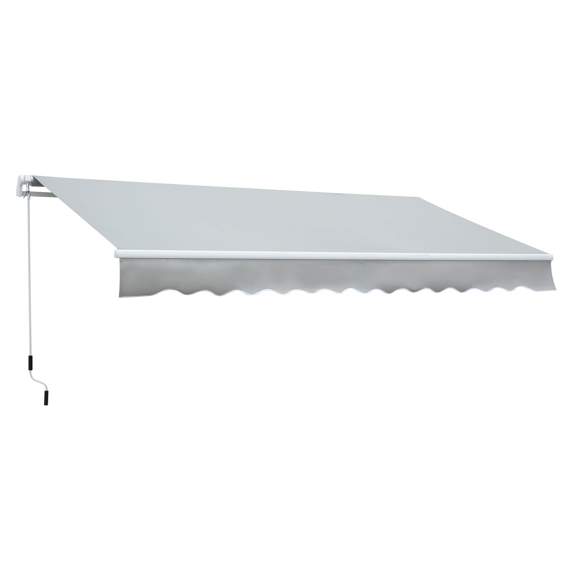 12' x 8' Retractable Awning Patio Awnings Sun Shade Shelter with Manual Crank Handle, UV & Water-Resistant Fabric and Aluminum Frame for Deck Balcony Yard, Grey