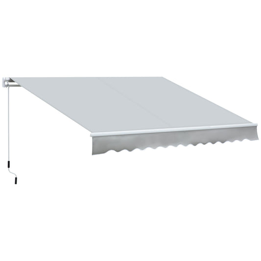 12' x 8' Retractable Awning Patio Awnings Sun Shade Shelter with Manual Crank Handle, UV & Water-Resistant Fabric and Aluminum Frame for Deck Balcony Yard, Grey