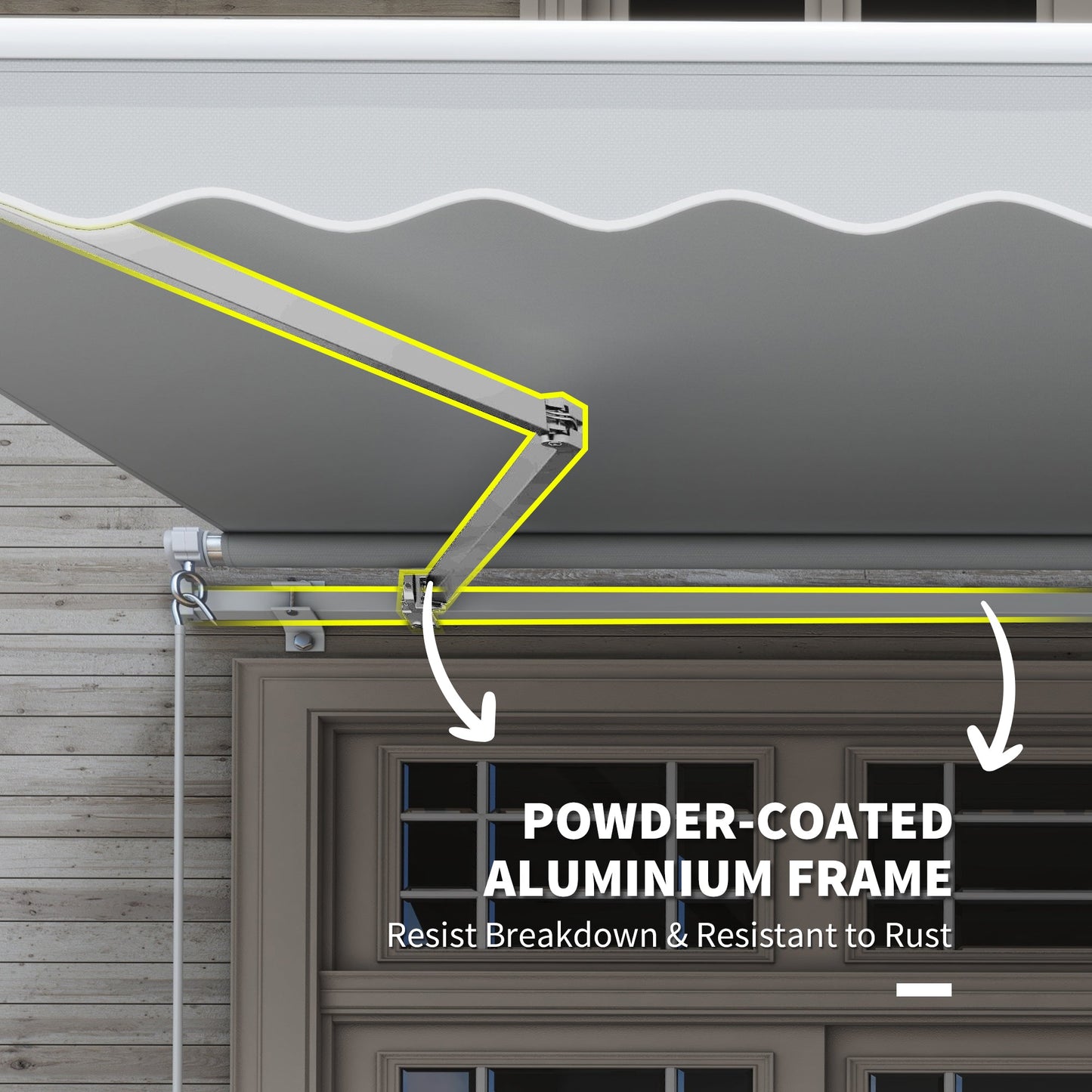 12' x 8' Retractable Awning Patio Awnings Sun Shade Shelter with Manual Crank Handle, UV & Water-Resistant Fabric and Aluminum Frame for Deck Balcony Yard, Grey