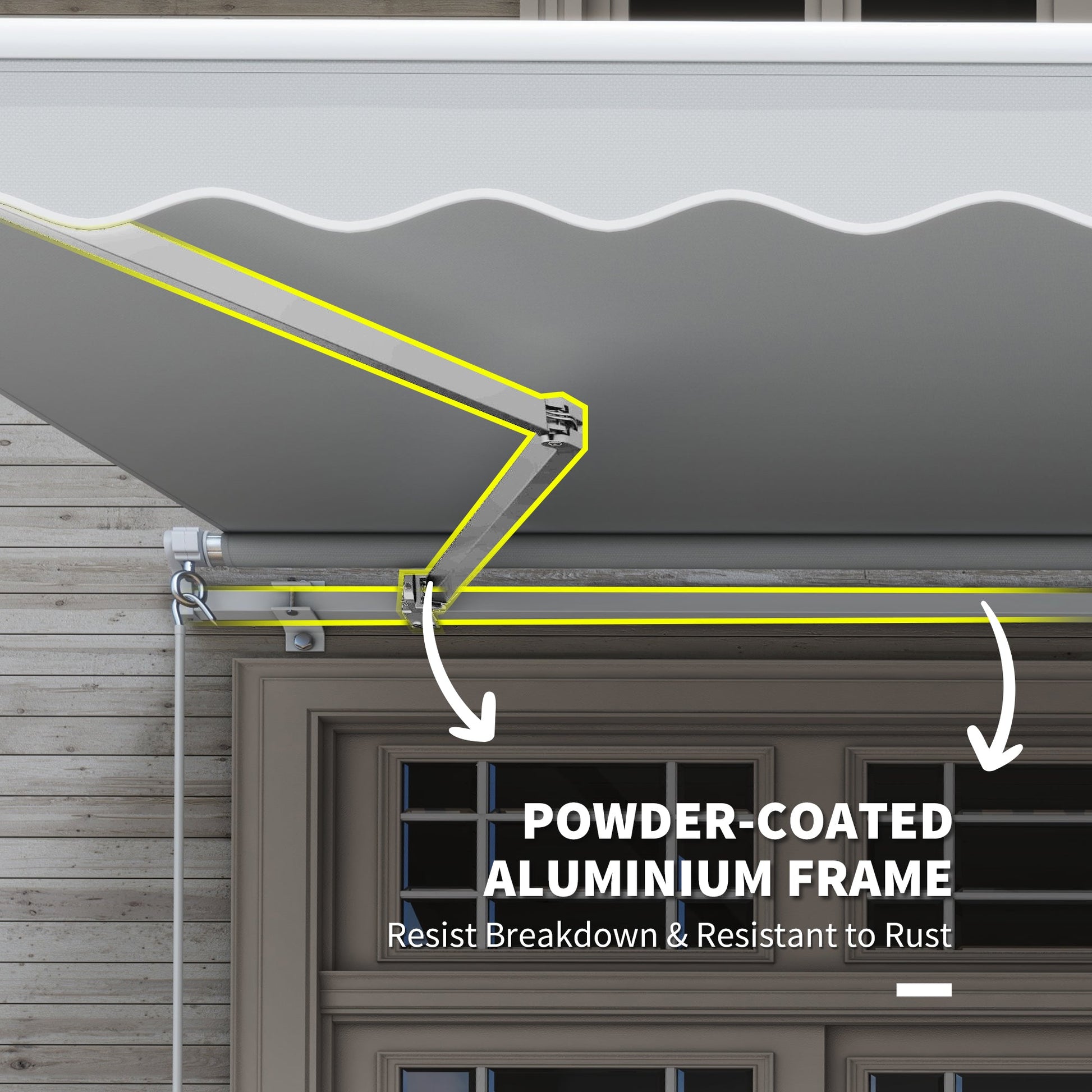 12' x 8' Retractable Awning Patio Awnings Sun Shade Shelter with Manual Crank Handle, UV & Water-Resistant Fabric and Aluminum Frame for Deck Balcony Yard, Grey