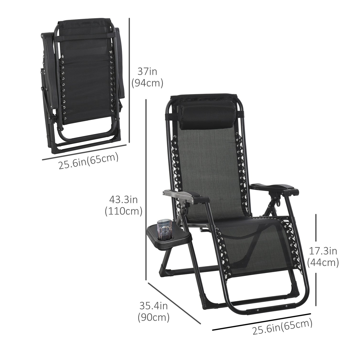 Reclining Zero Gravity Chair with Adjustable Backrest, Folding Garden Sun Lounger with Removable Cushion and Headrest, Wine Red