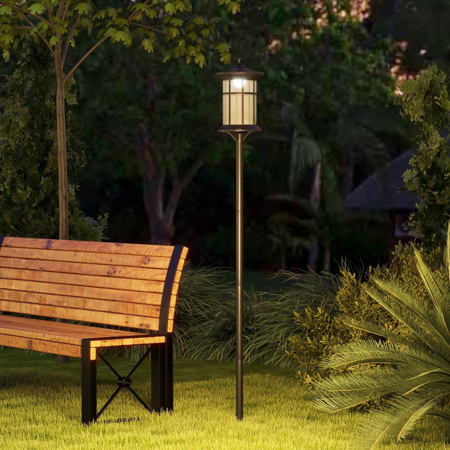 Solar Lamp Post Light, 72" LED Outdoor Street Light, Waterproof IP44 for Patio, Garden, Backyard, Pathway, Cool White