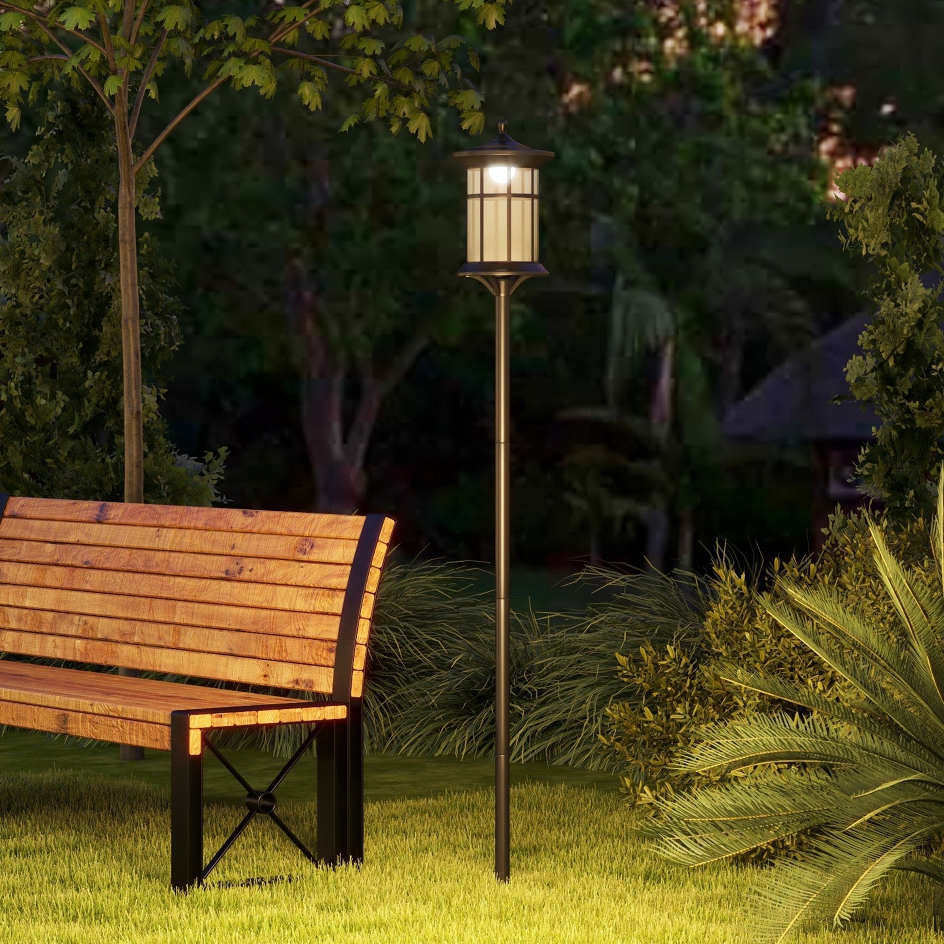 Solar Lamp Post Light, 72" LED Outdoor Street Light, Waterproof IP44 for Patio, Garden, Backyard, Pathway, Cool White
