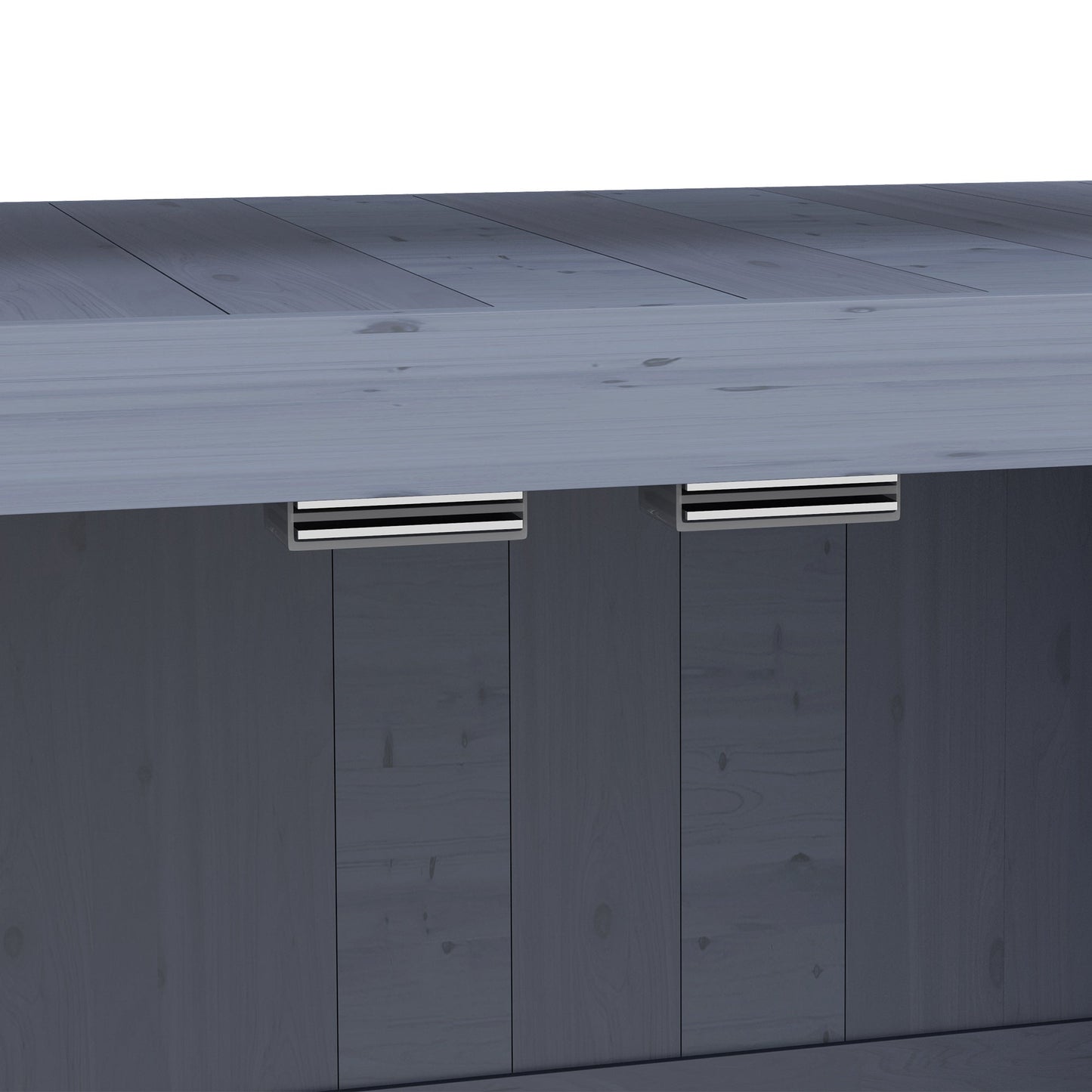 Outdoor Potting Bench, Wooden Potting Table with Storage Cabinet, Aluminum Table Top, Rubber Wheels for Backyard, Patio, Balcony, Grey